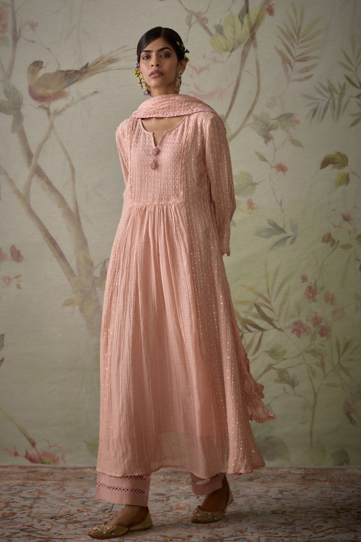 Pink A-line Kurta Set