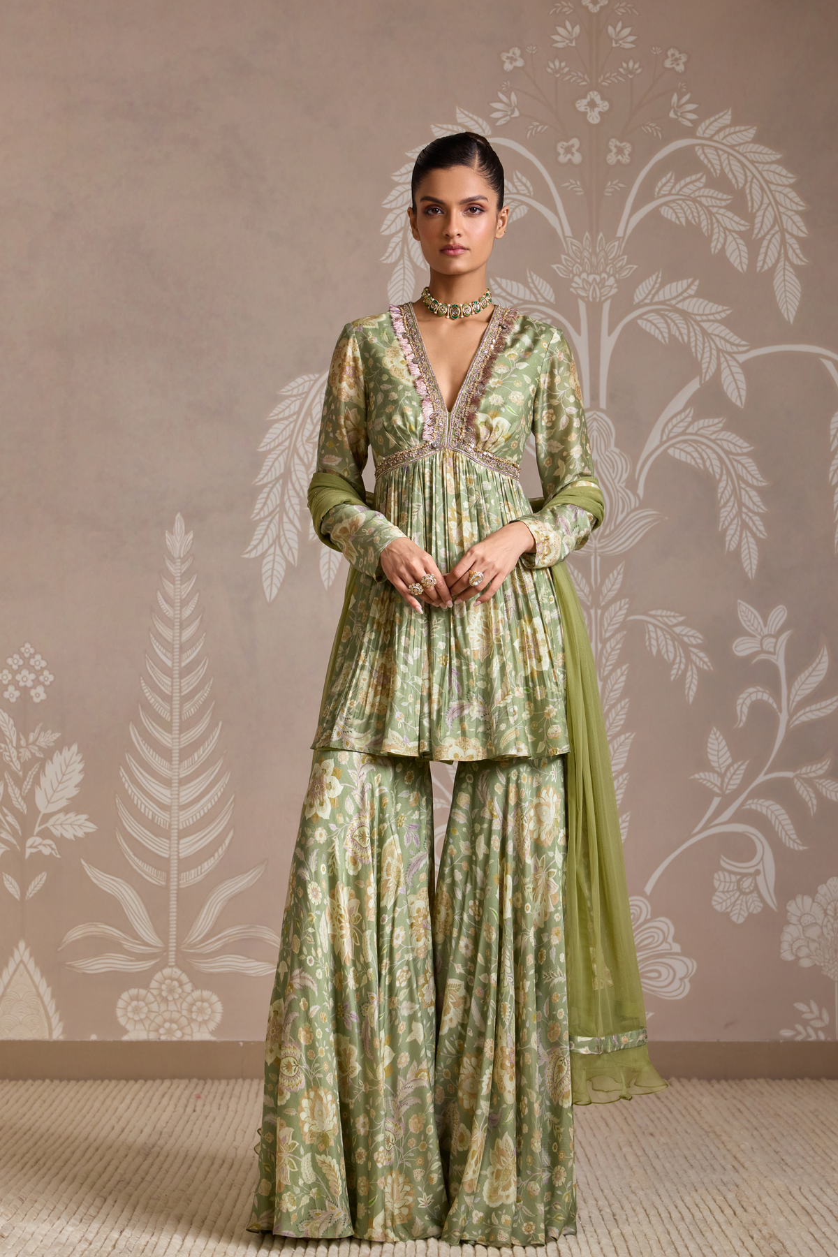 Mint Print Gharara Set