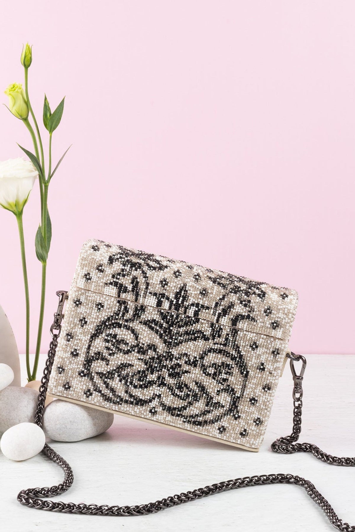 Chandni silver mini box bag