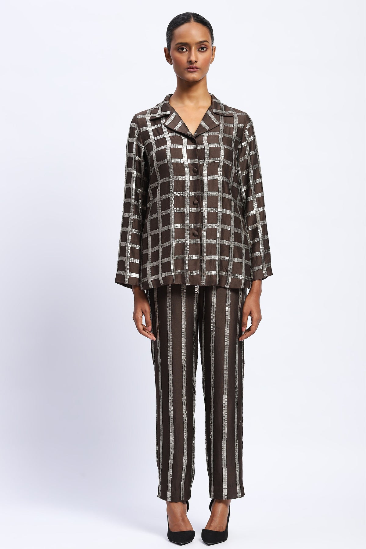 Sequin Windowpane Jacket