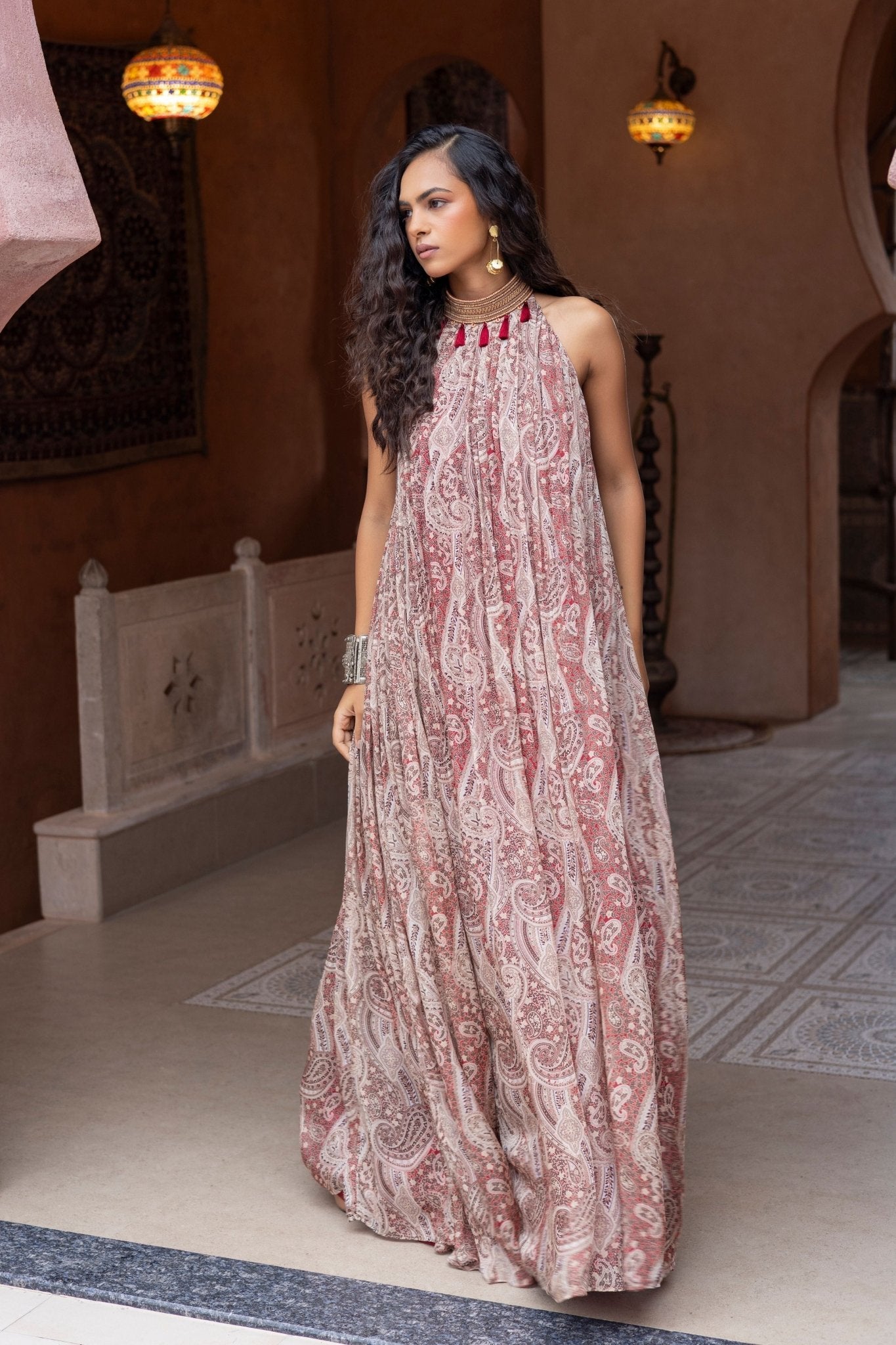 Halter Neck Maxi Dress - Pinnacle by Shruti Sancheti - Elahe