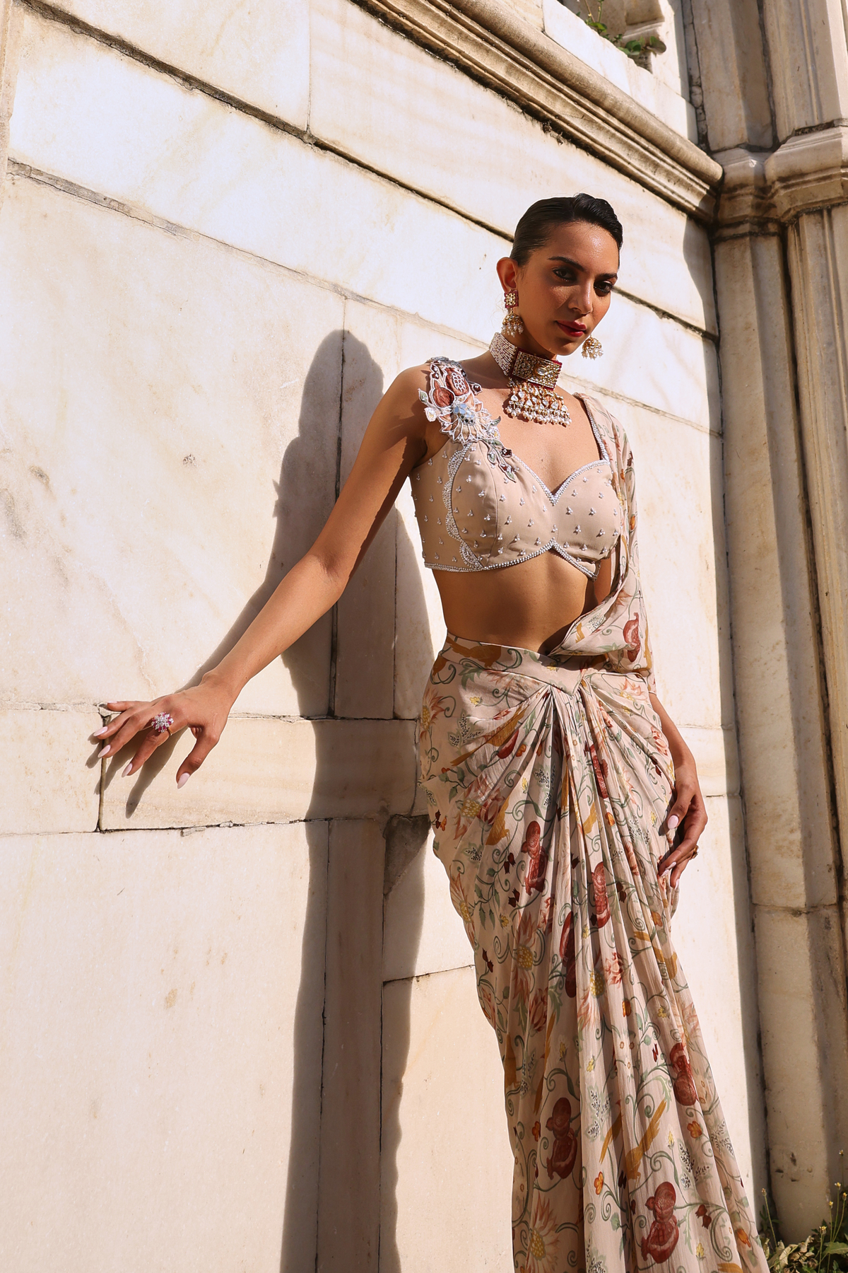 Siya Blush Pink Draped Skirt Set