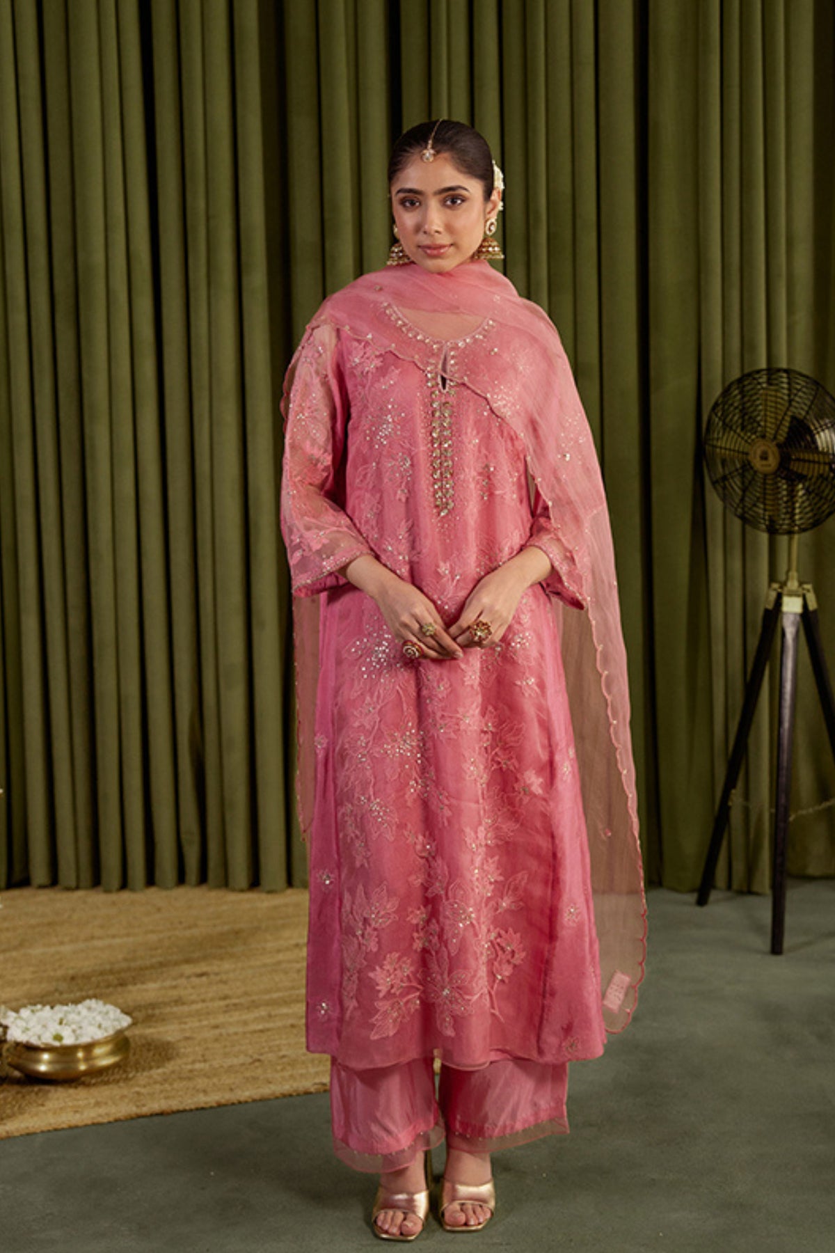 Rose Pink Kalidar Kurta Set