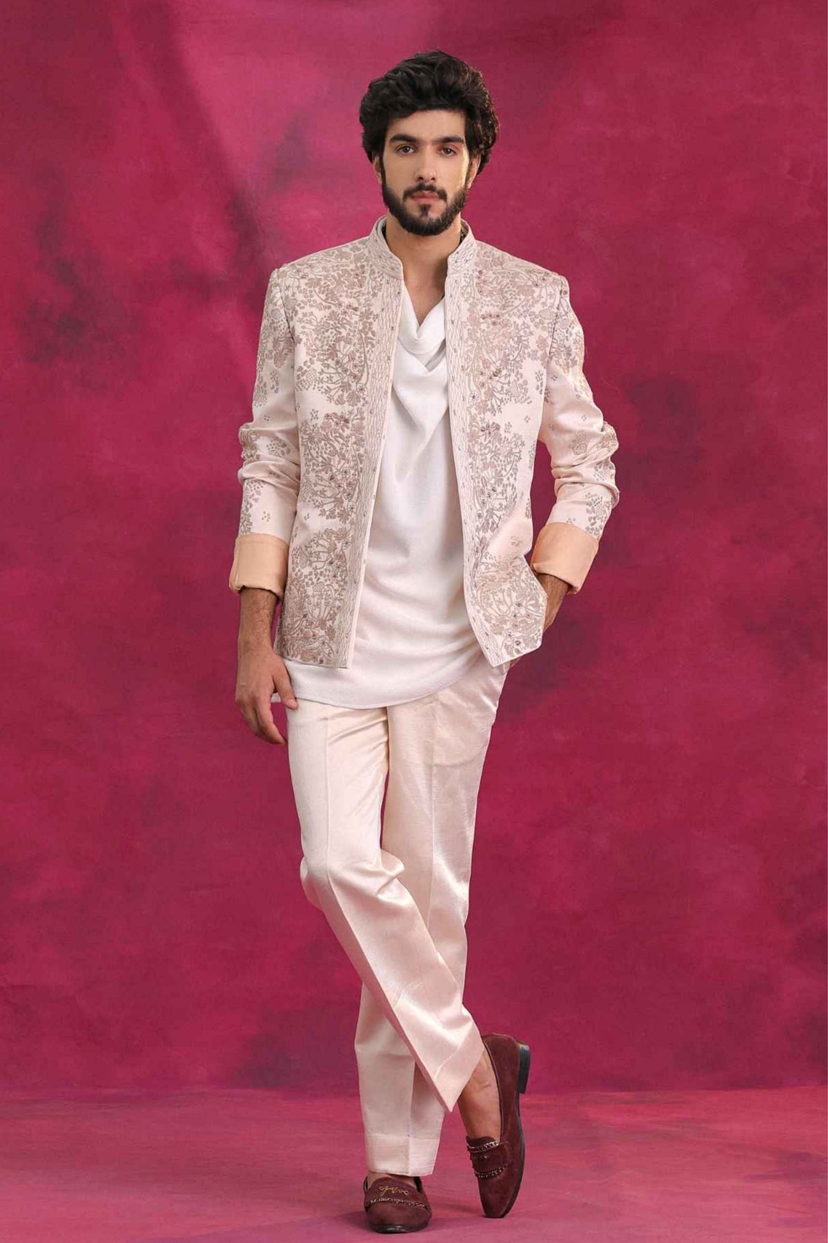 Pastel Pink Bandhgala Set