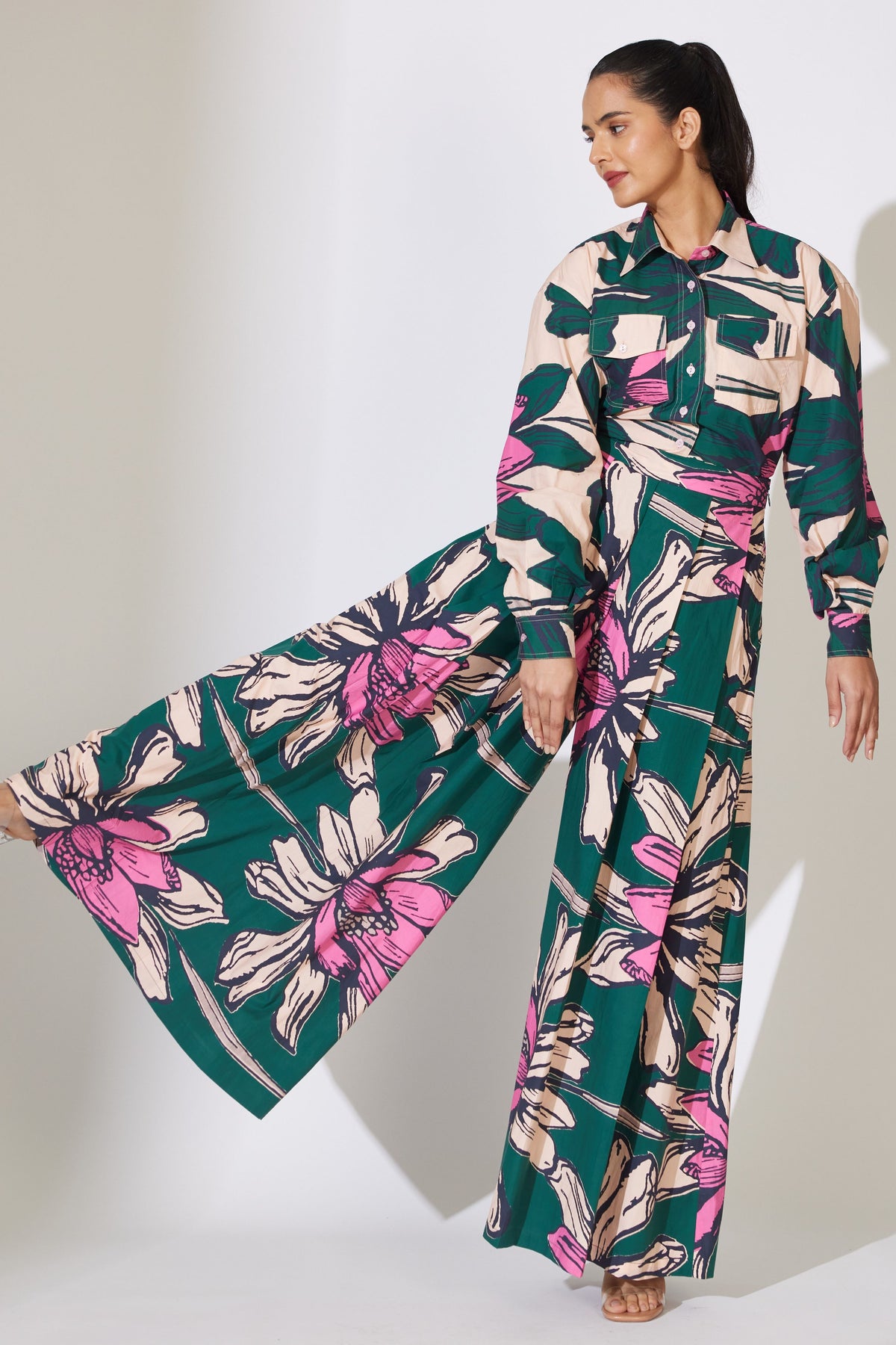 Green and Pink Floral Pants