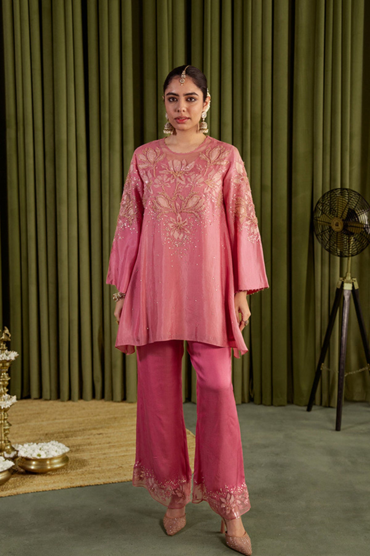 Rose Pink Embroidered Kurta