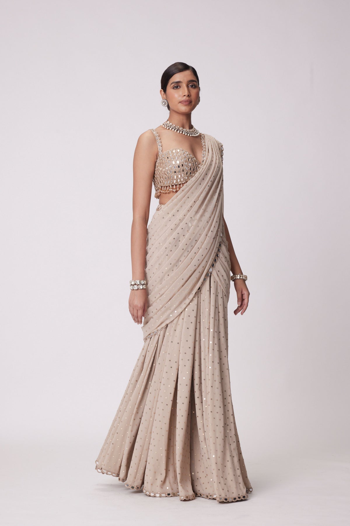 Light Beige Saree Set