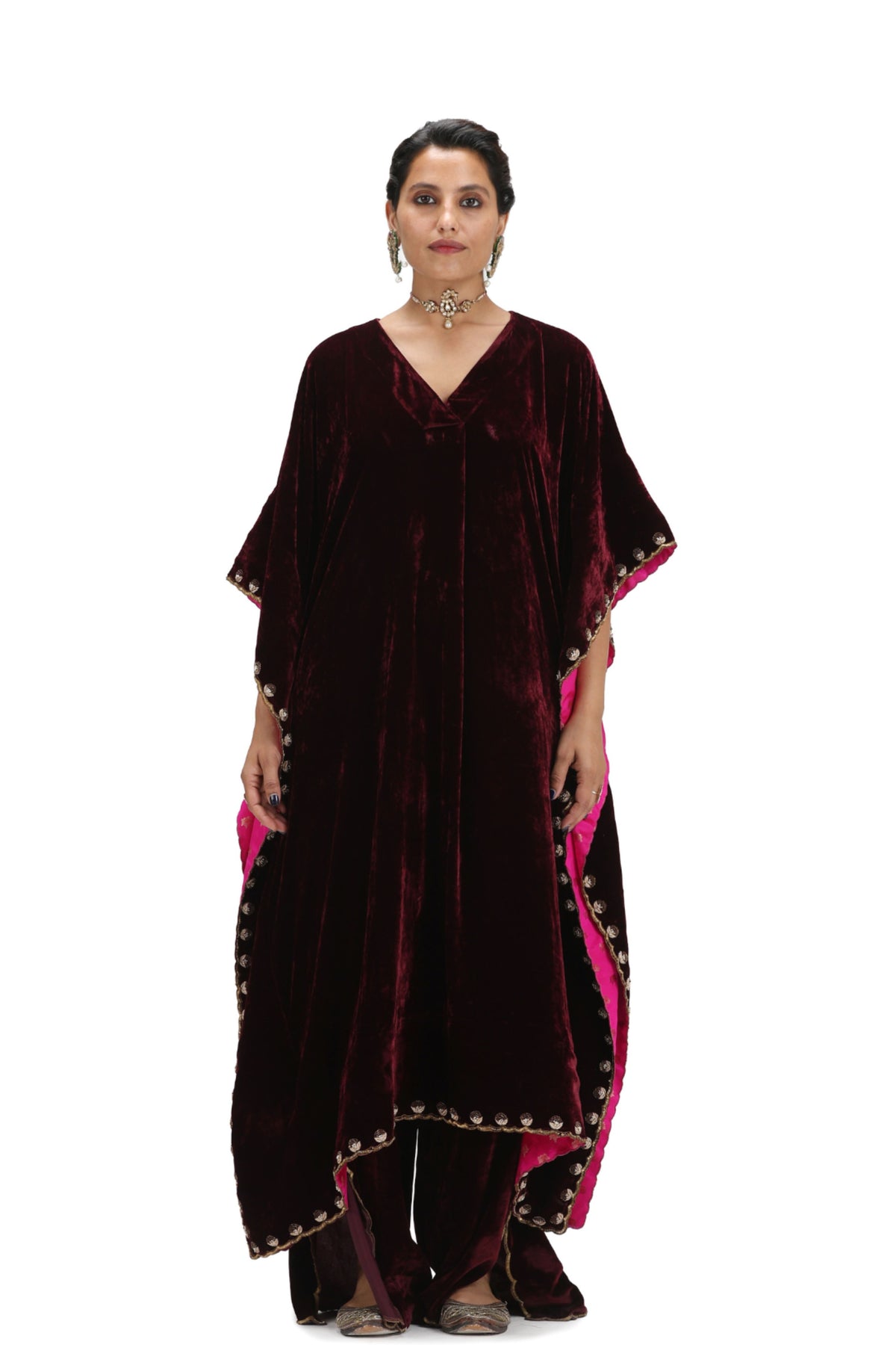 Sadhya Garnet Kaftan Set