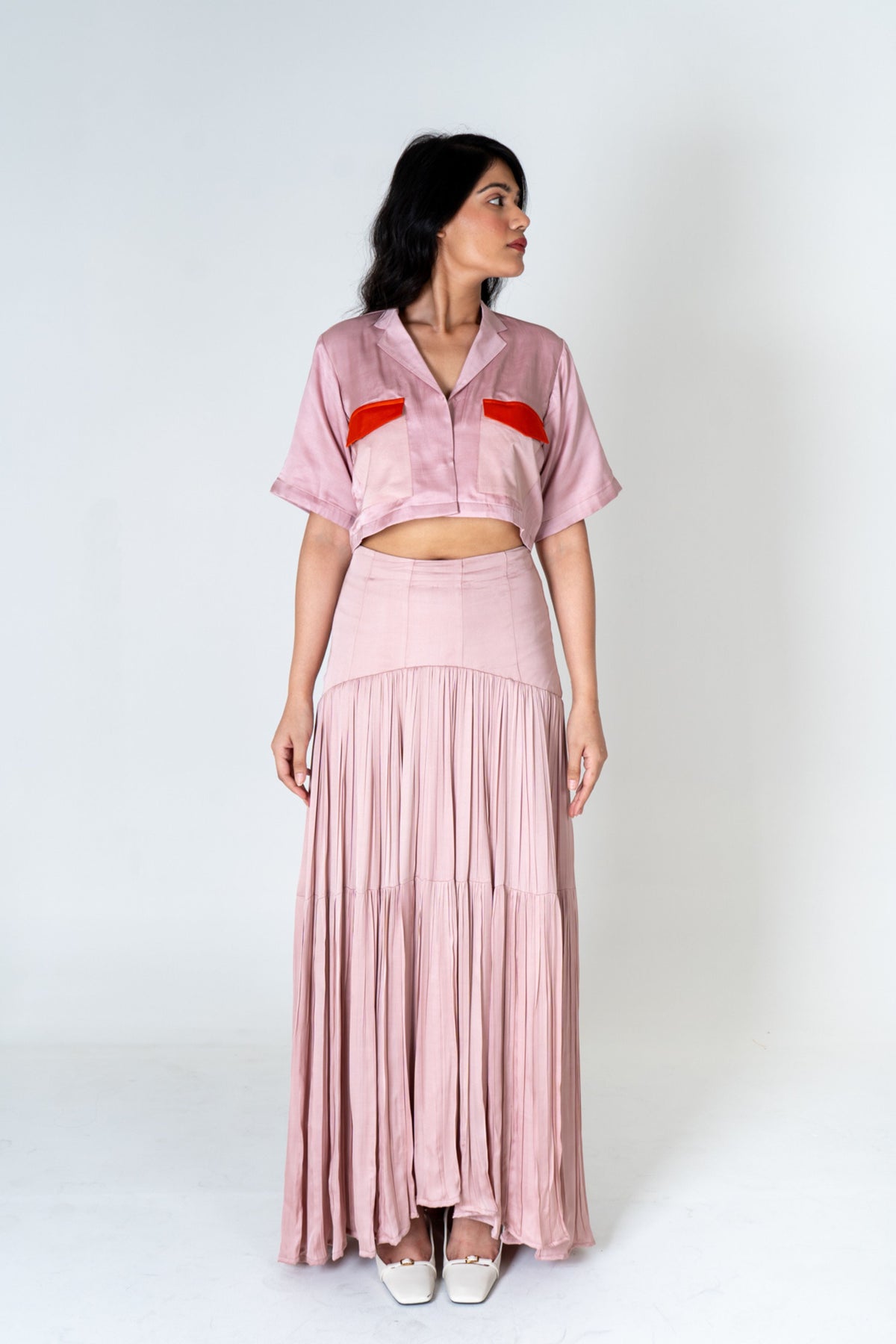 Pink-orange Skirt Set