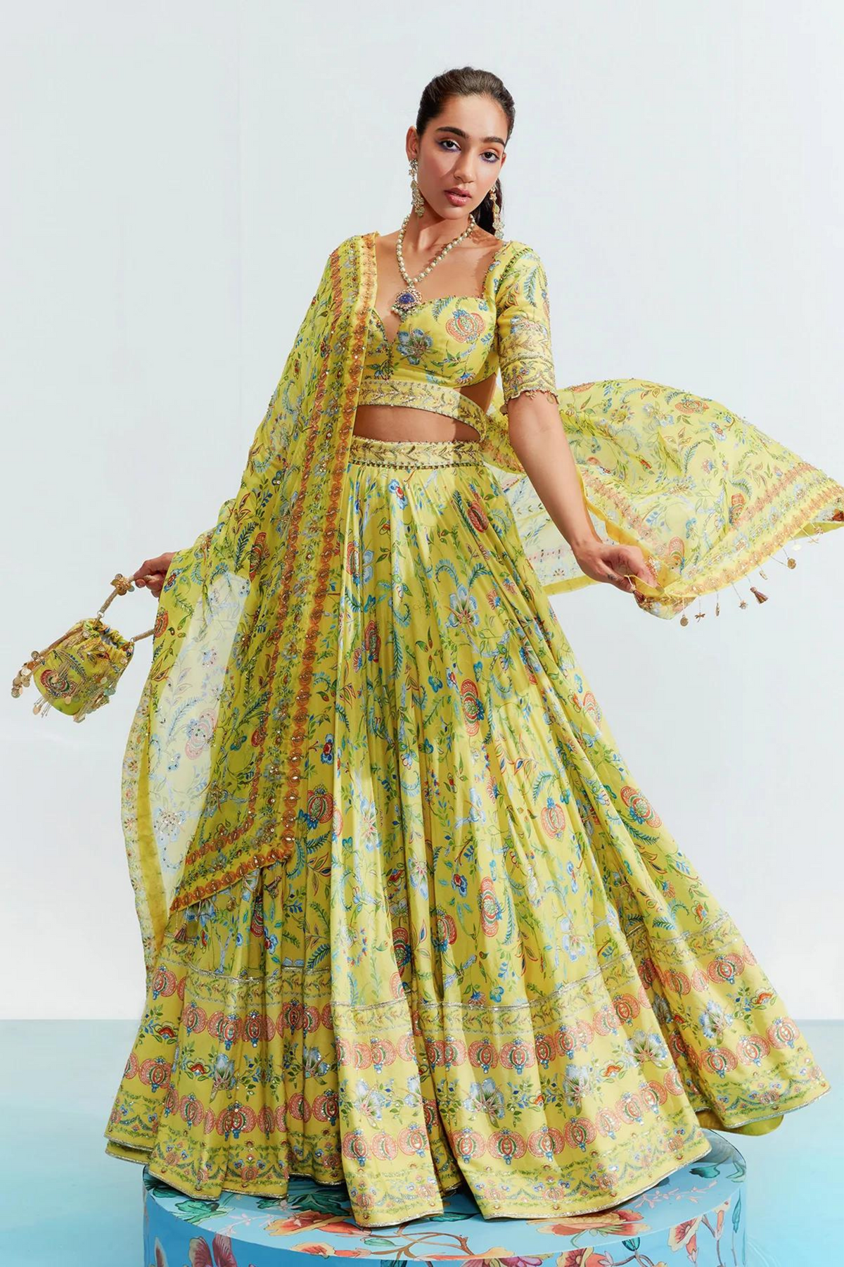 Laila Yellow Embroidered Lehenga Set