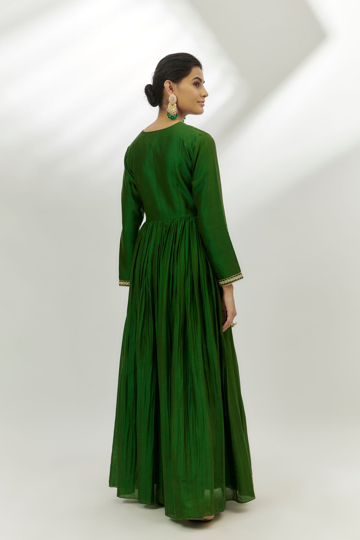 Dark Green Embroidered Anarkali Set