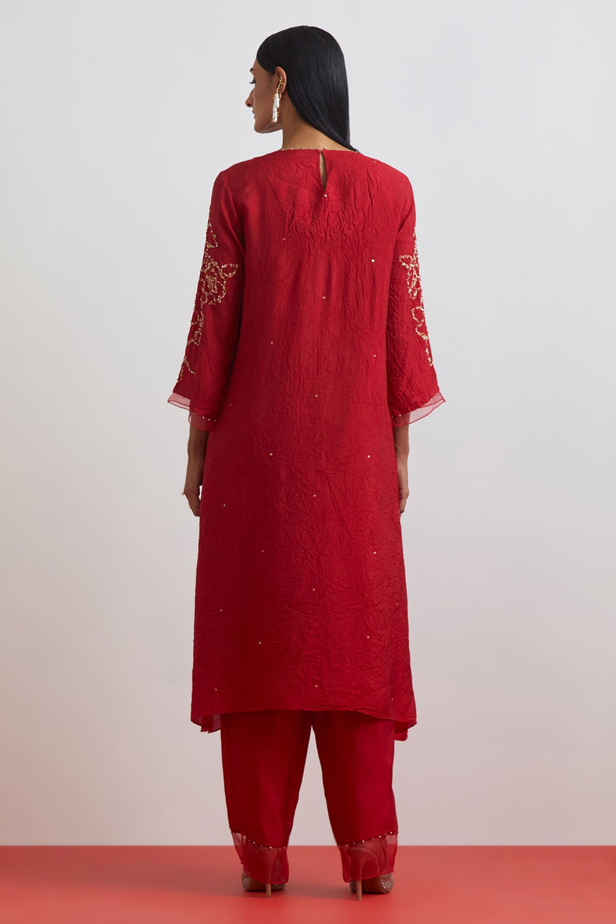 Ruby Floral Encrusted Kurta Set