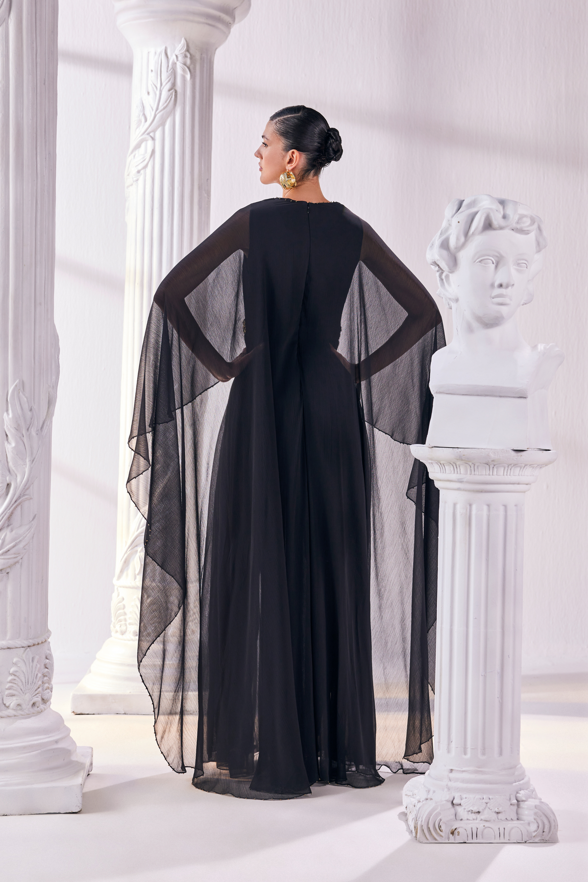 Black Chiffon Kaftan Dress
