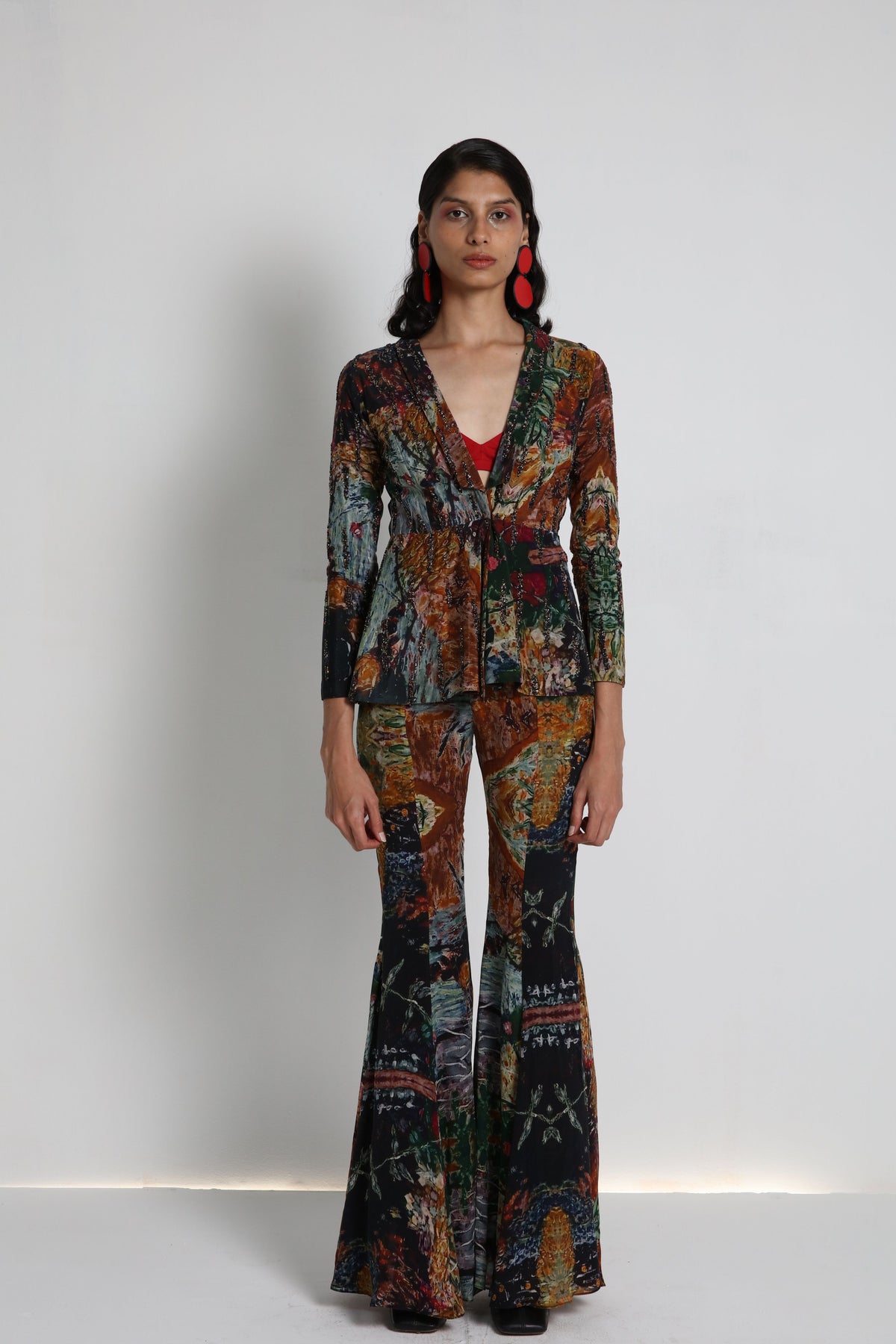 Multicolour Digital Embroidered Sharara Set
