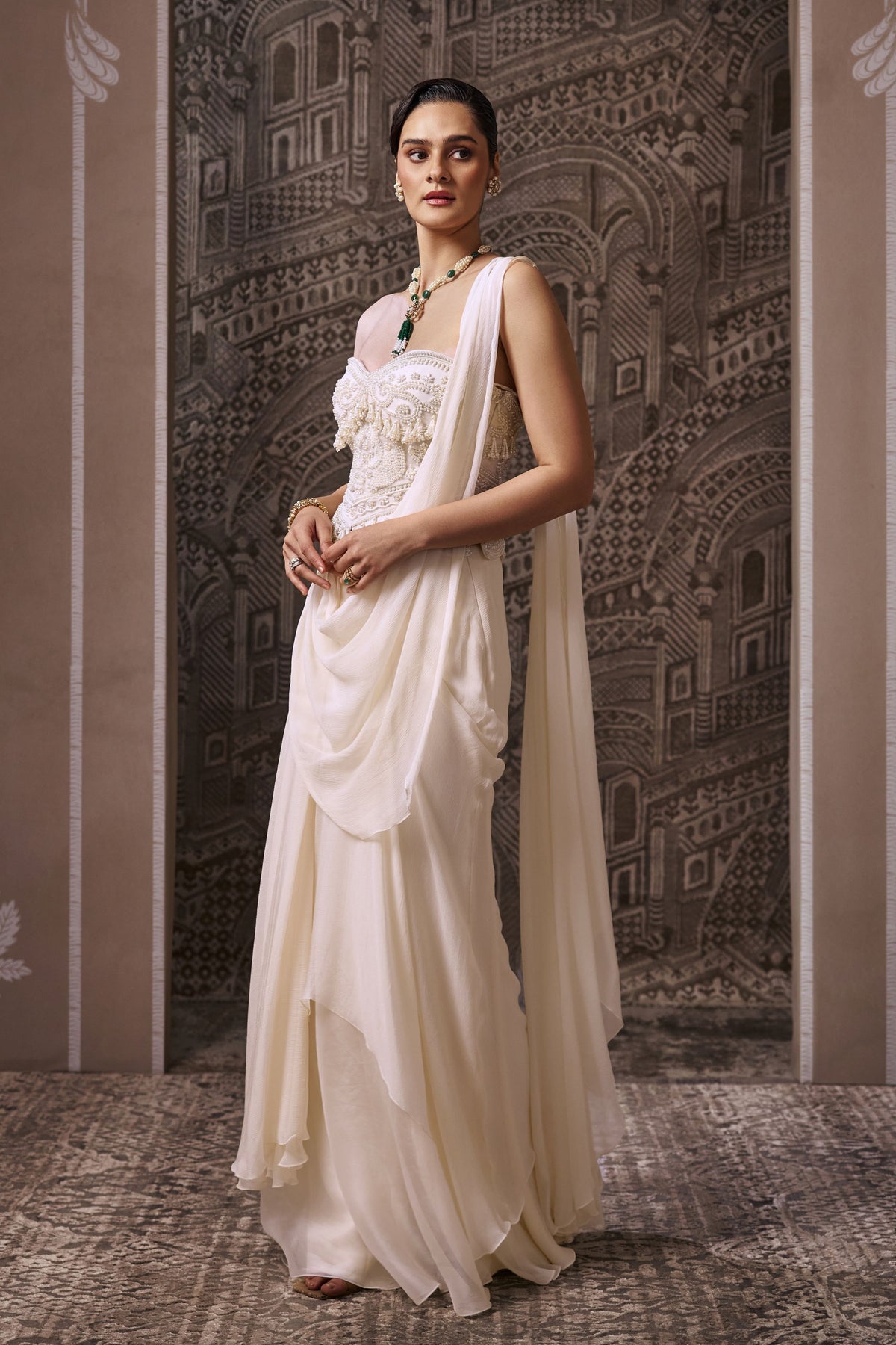 Vintage Drape Saree Set