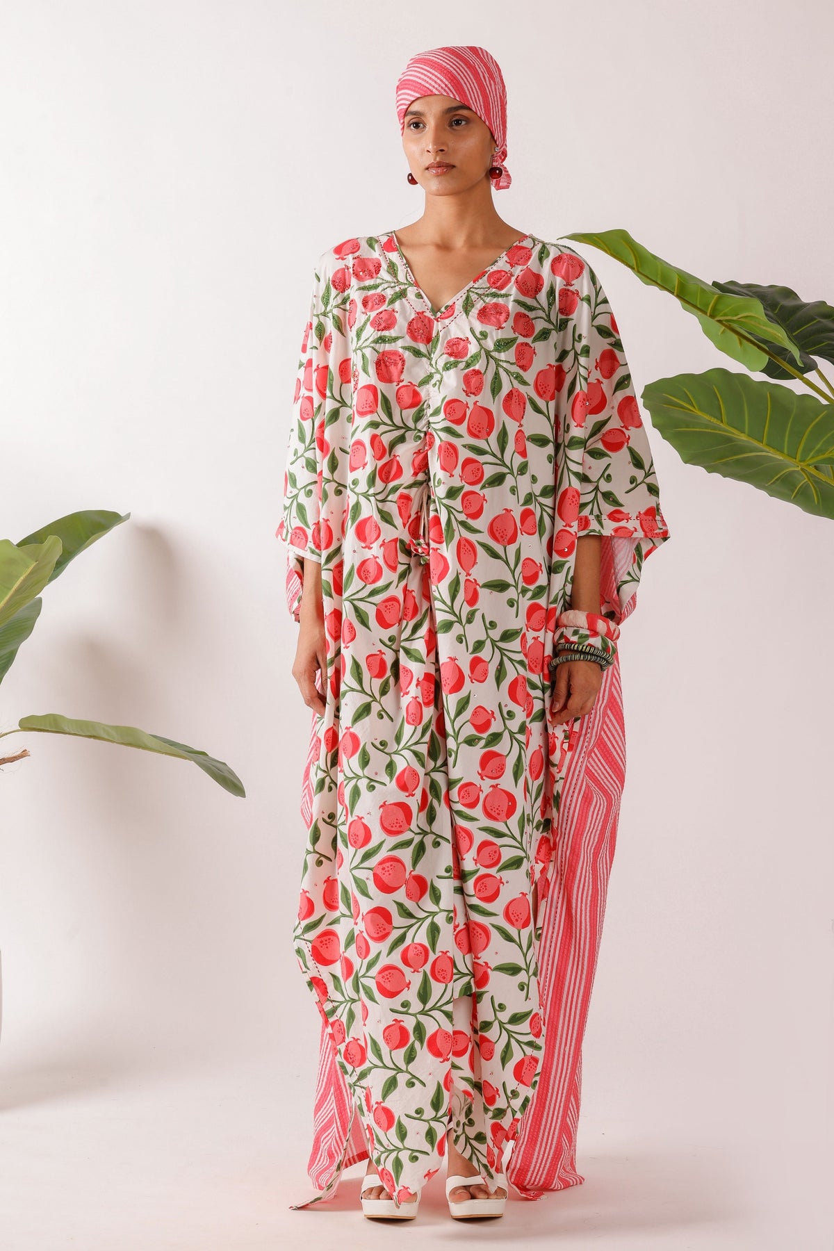 Pink Pomegranate Print Kaftan
