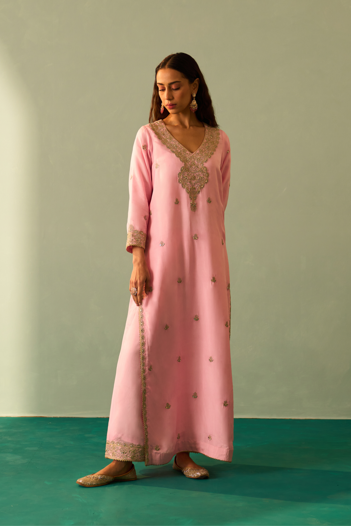 Blush Pink Silk Kurta Set