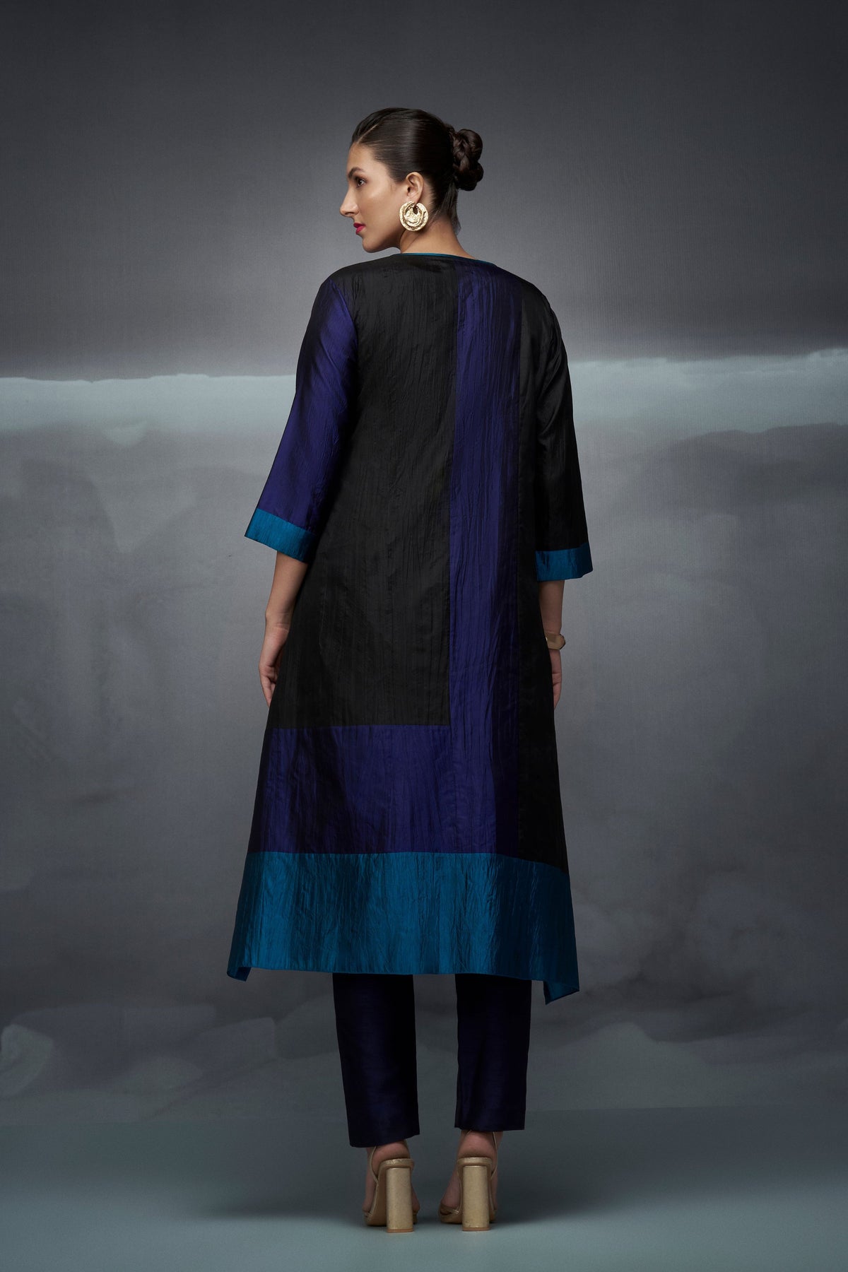 Black &amp; Blue Silk Kurta