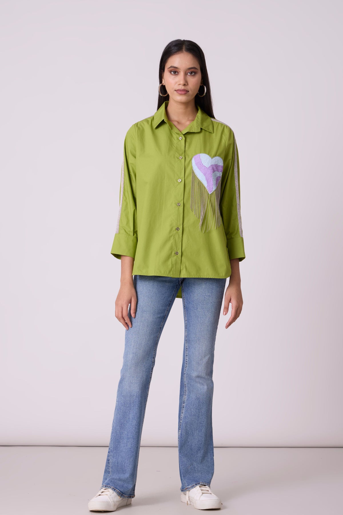 Emille Applique Matcha Green Shirt