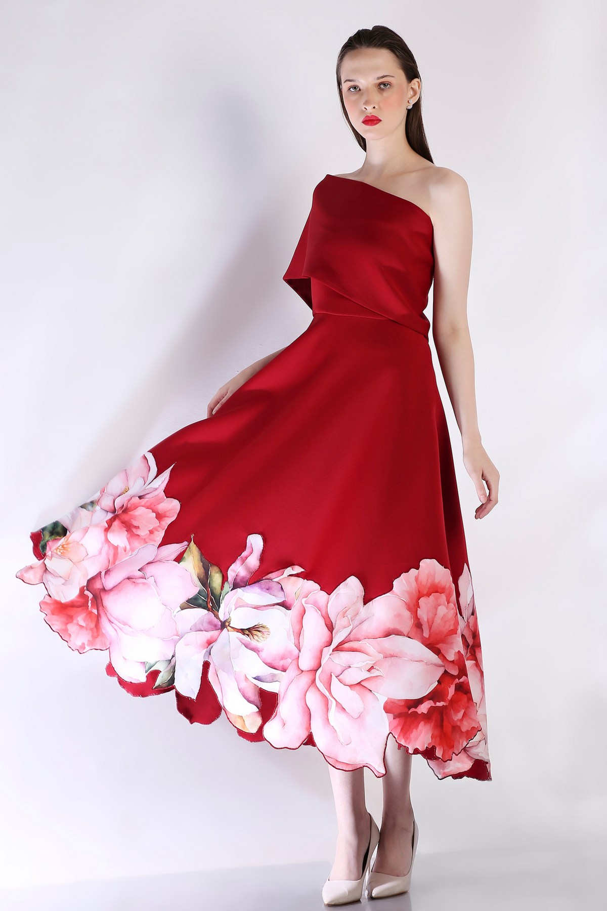 Deep Red Printed Dress