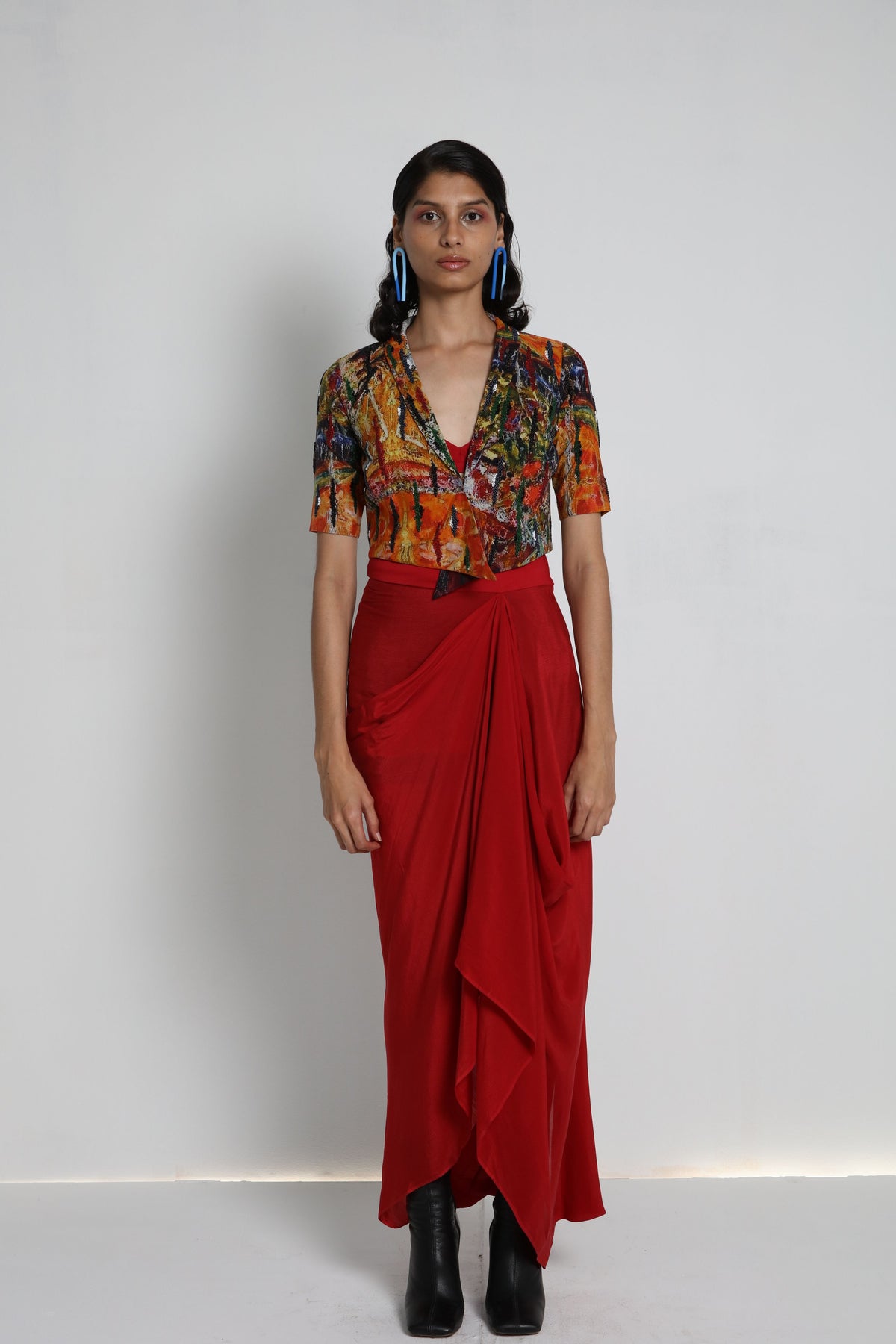 Multicolour Printed Jacket Set