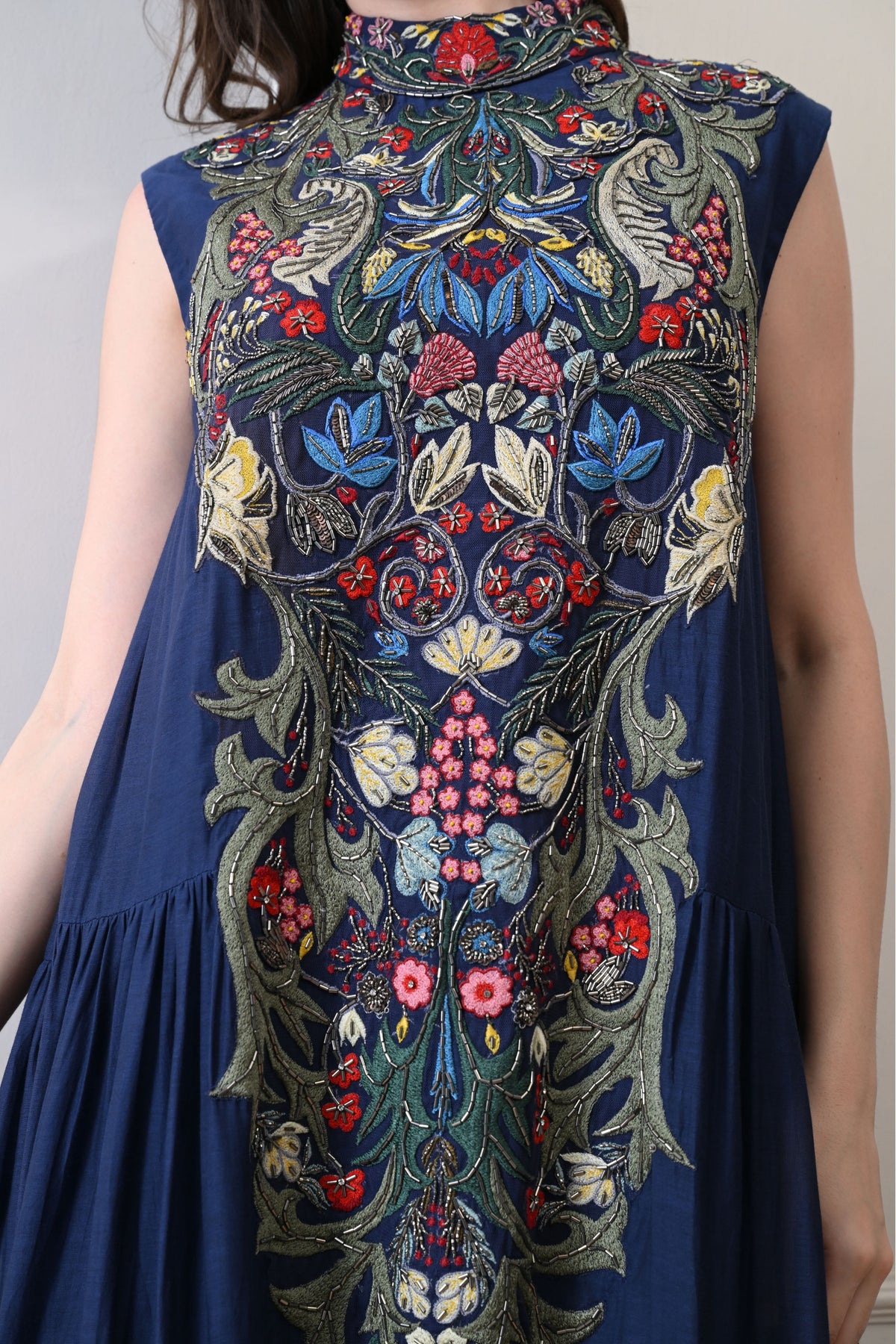 Blue High-neck Maxi Dress