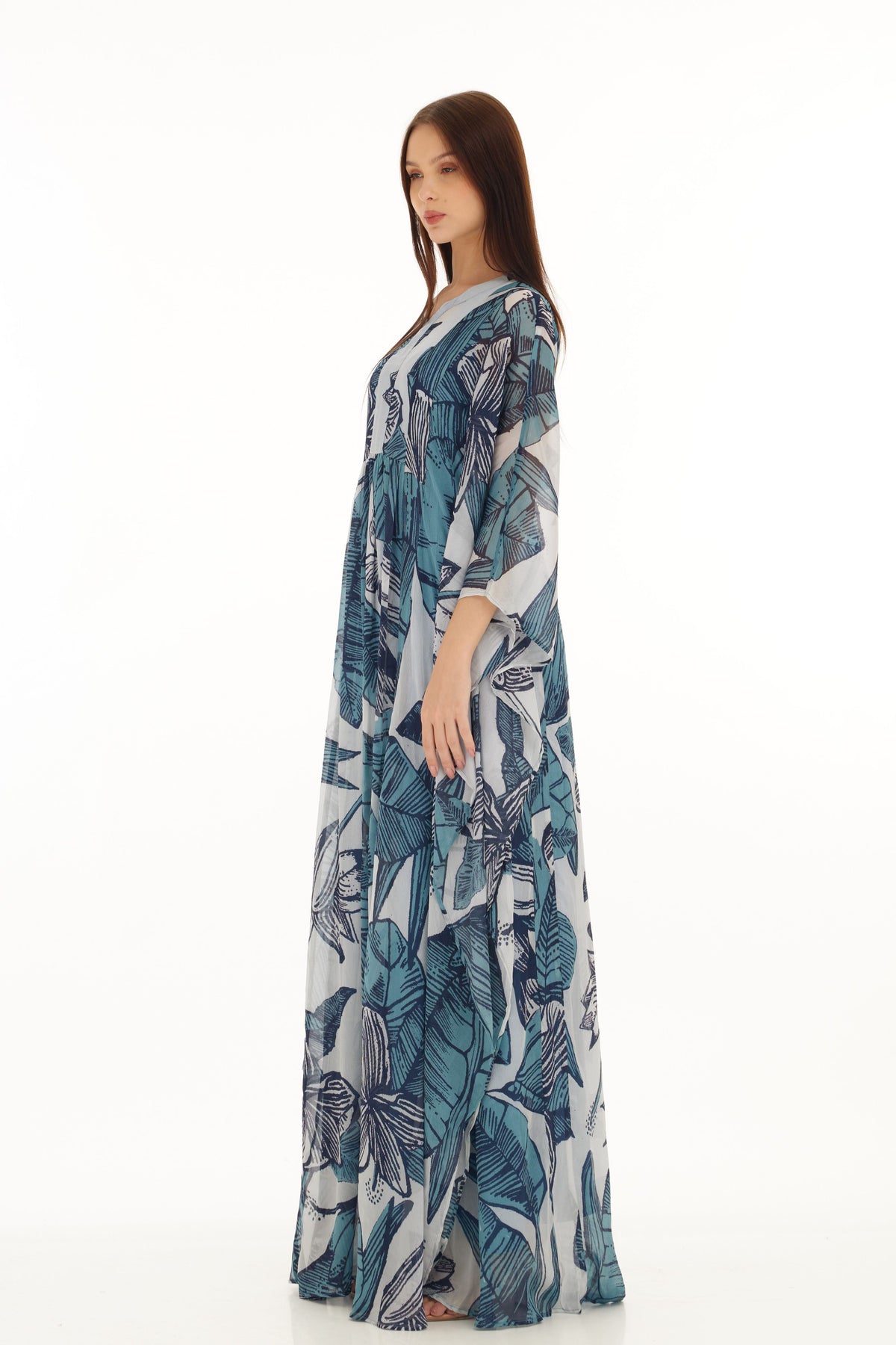 Blue and White Kaftan Dress