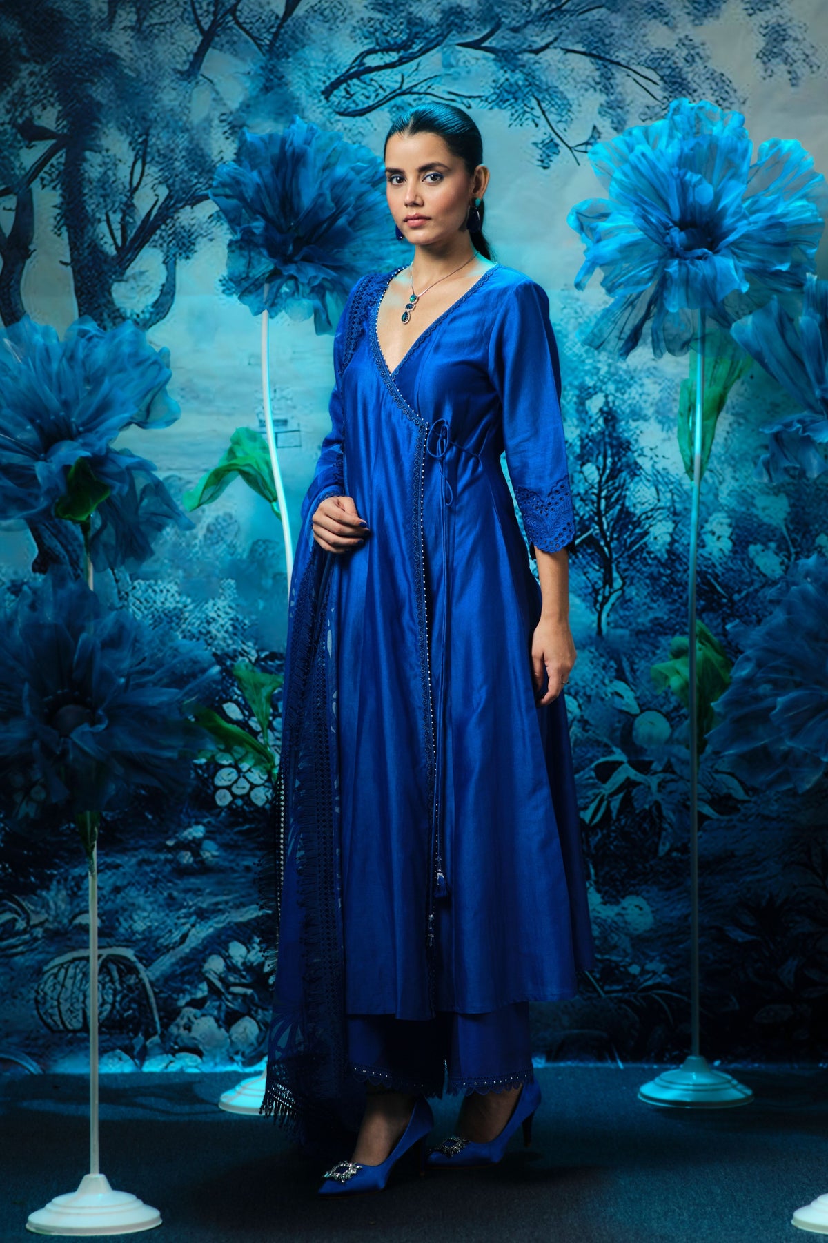 Indigo Anarkali Set