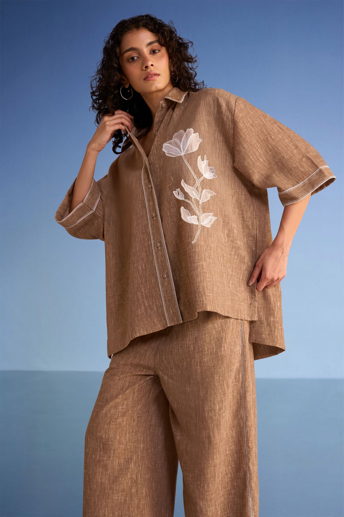 Linen-textured Pants