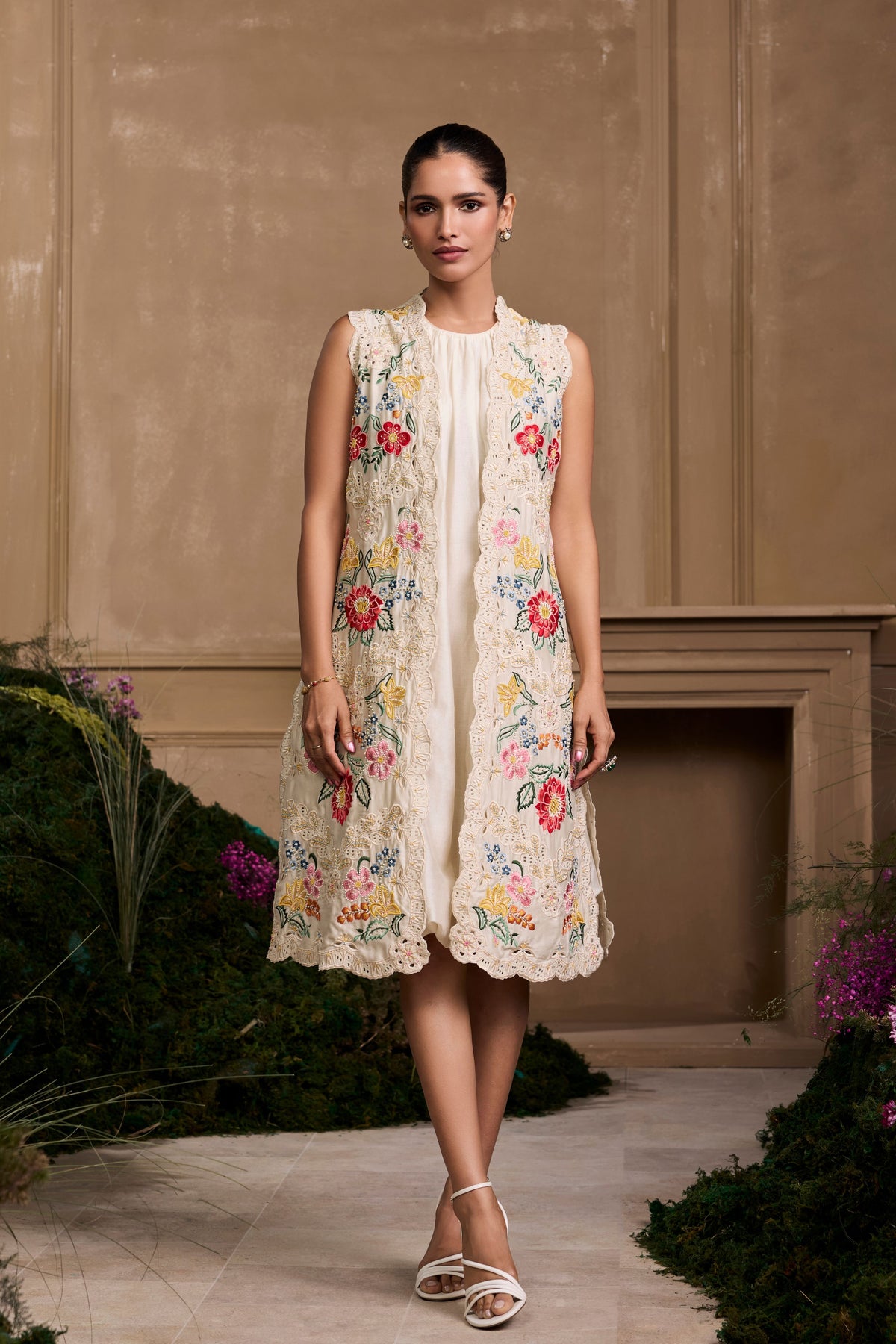 Ivory Bubble Hem Gathered Dress