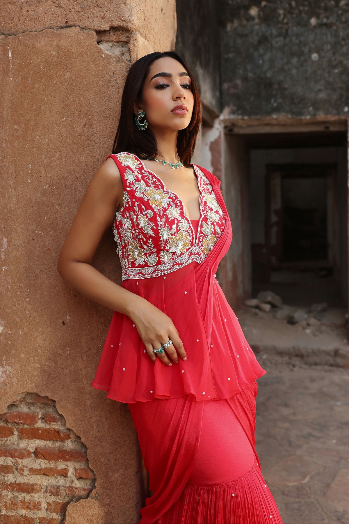 Nikhita Peplum Pre-Stitched Saree