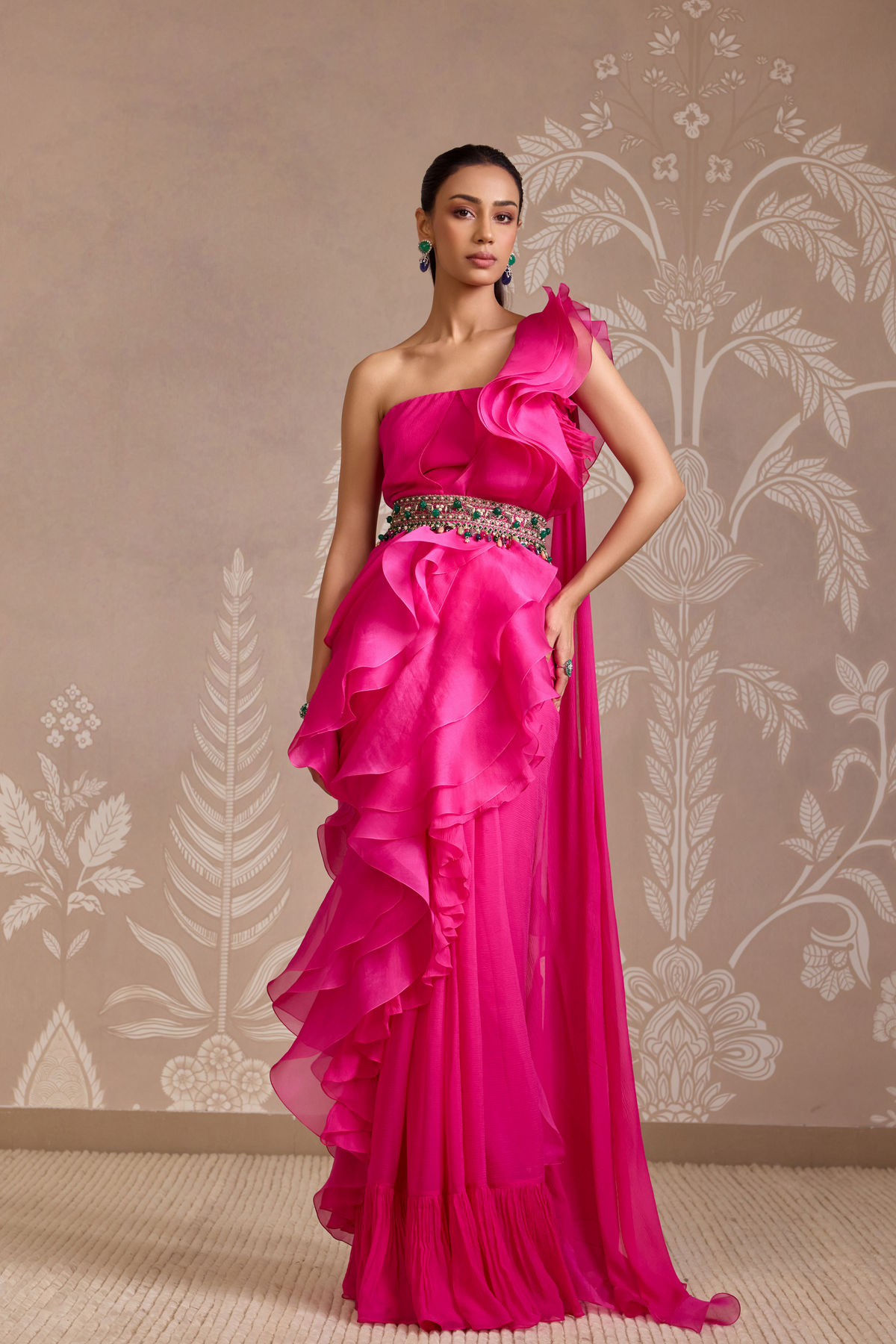 Bright Fucshia Drape Gown