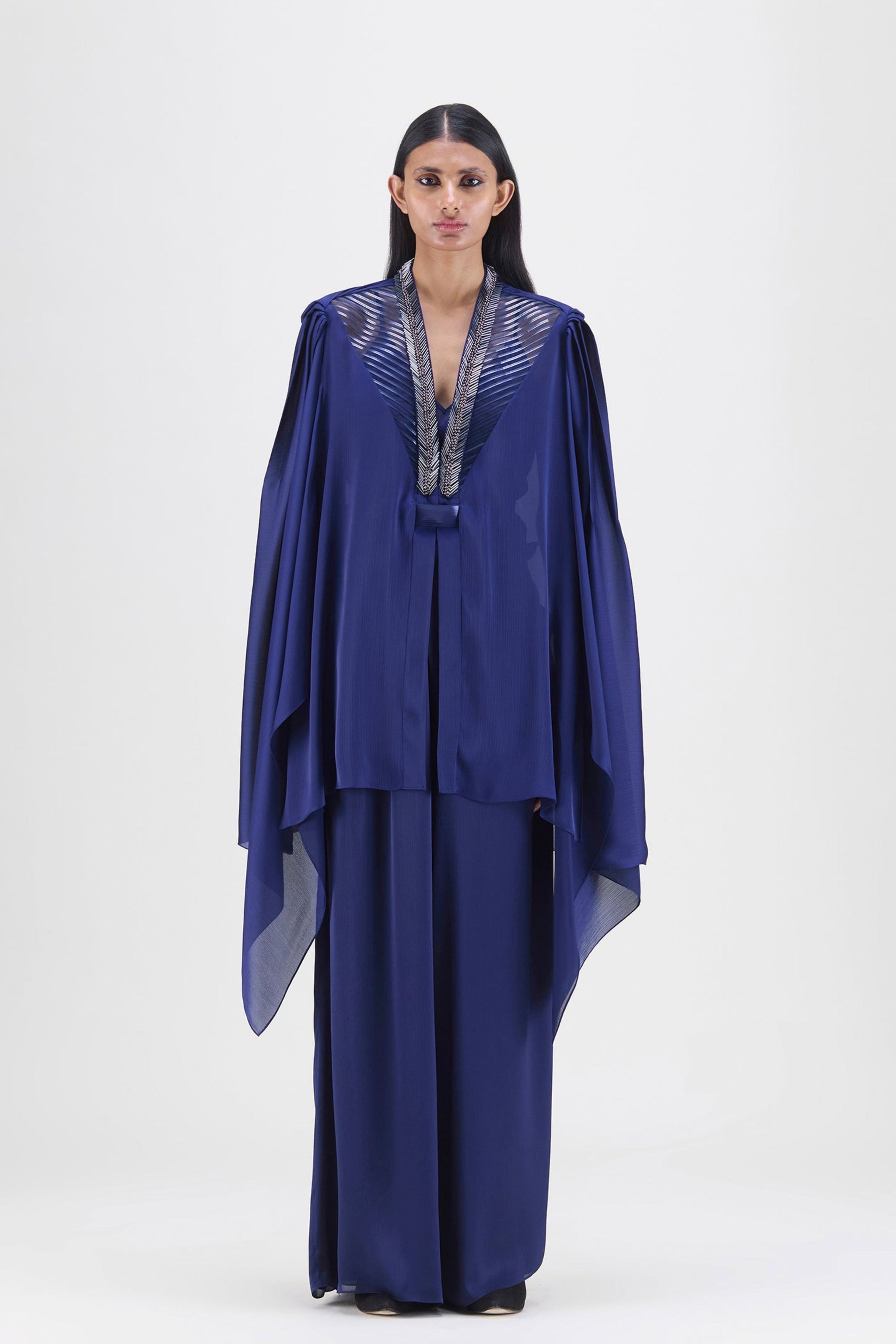 Structured Cape Amit Aggarwal - Ink Blue Structured Cape - Elahe