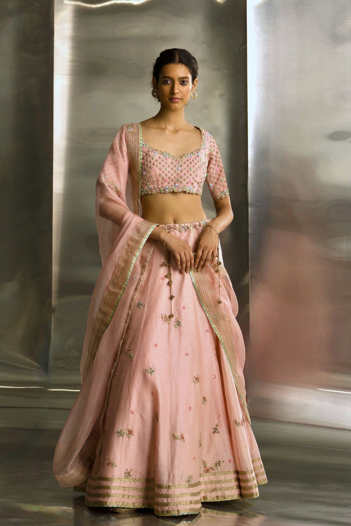 Light Pink Embroidered Lehenga Set