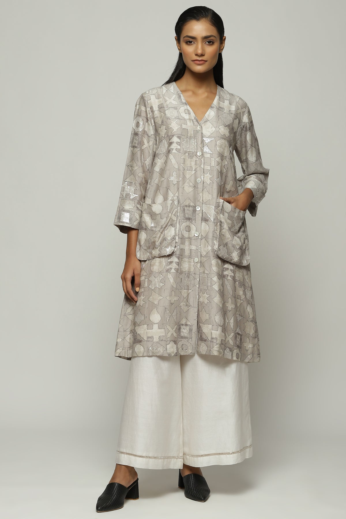 Symbol Print And Sequins Jacket