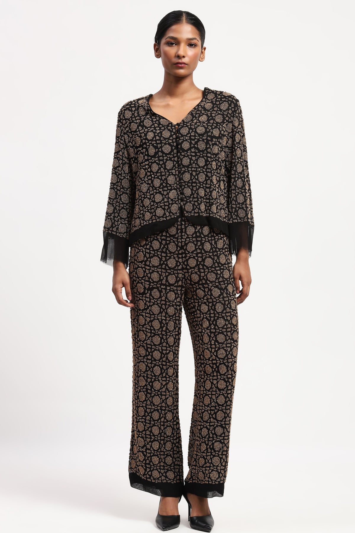 Embellished Wicker Pattern Jacket