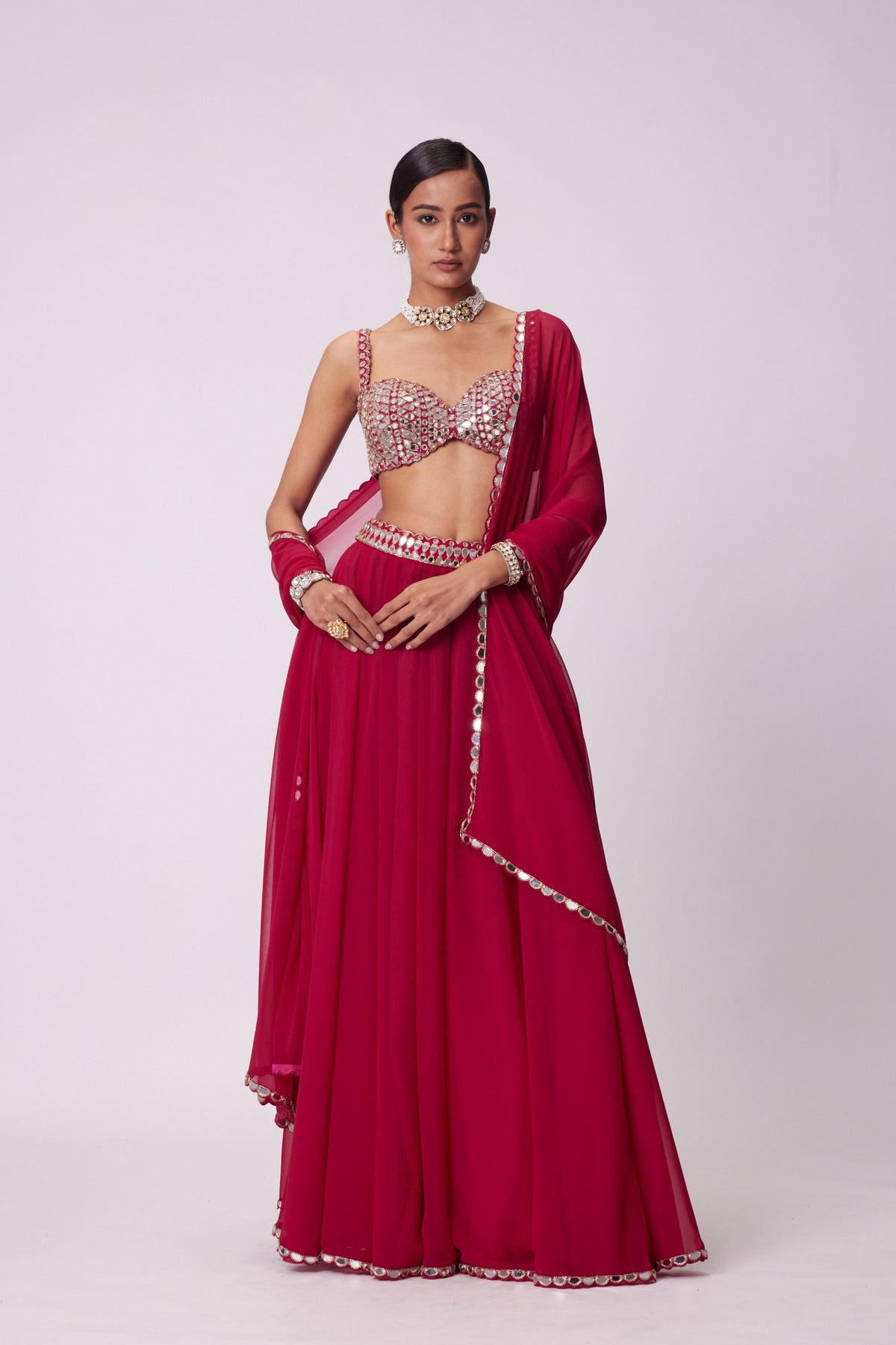 Crimson Red Lehenga Pants Set