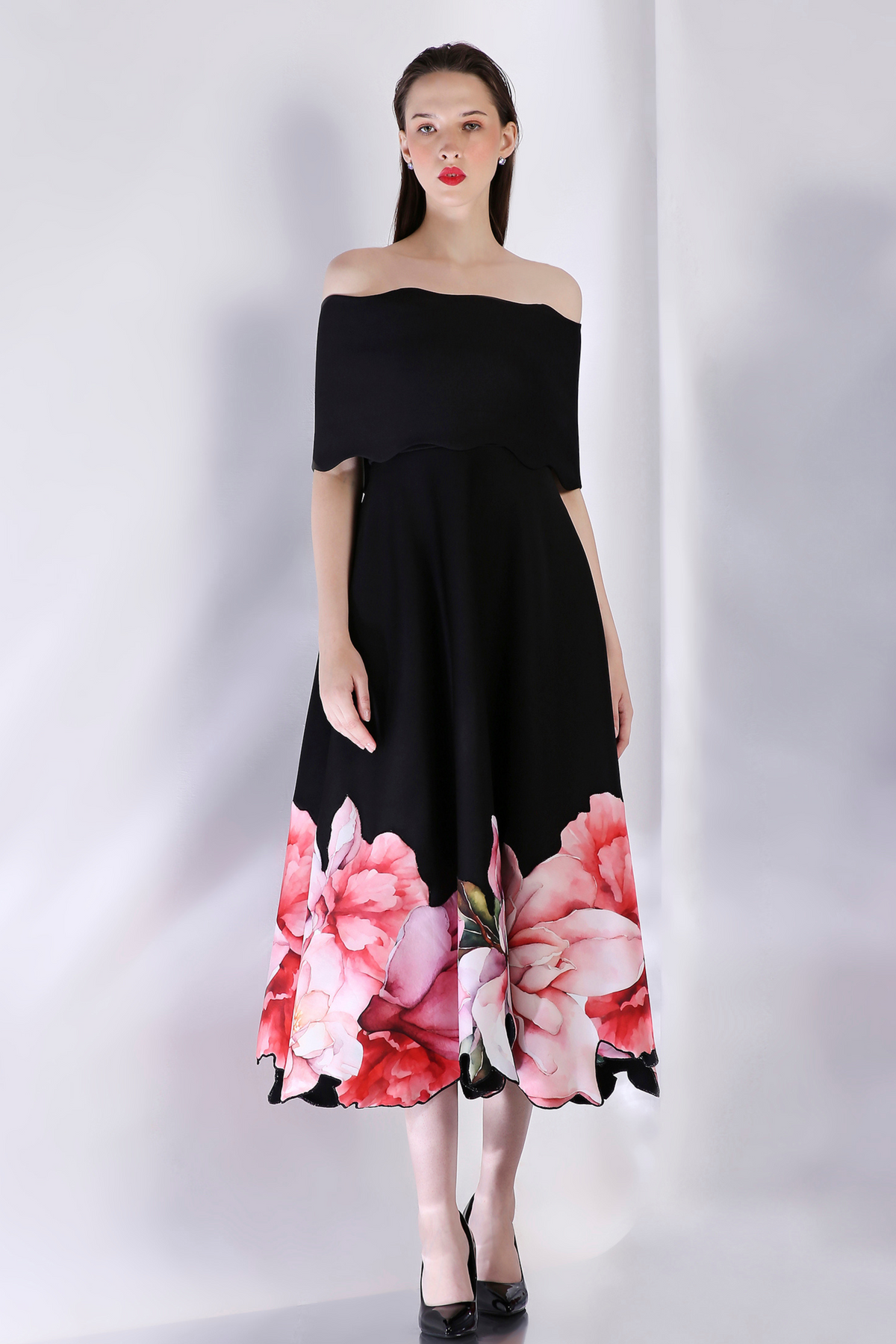 Premium Black Printed Dress
