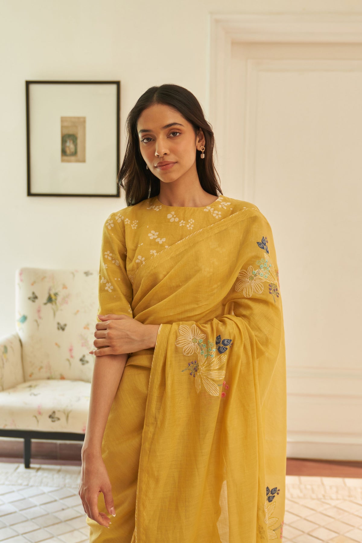 Rue Floral Threadwork Saree