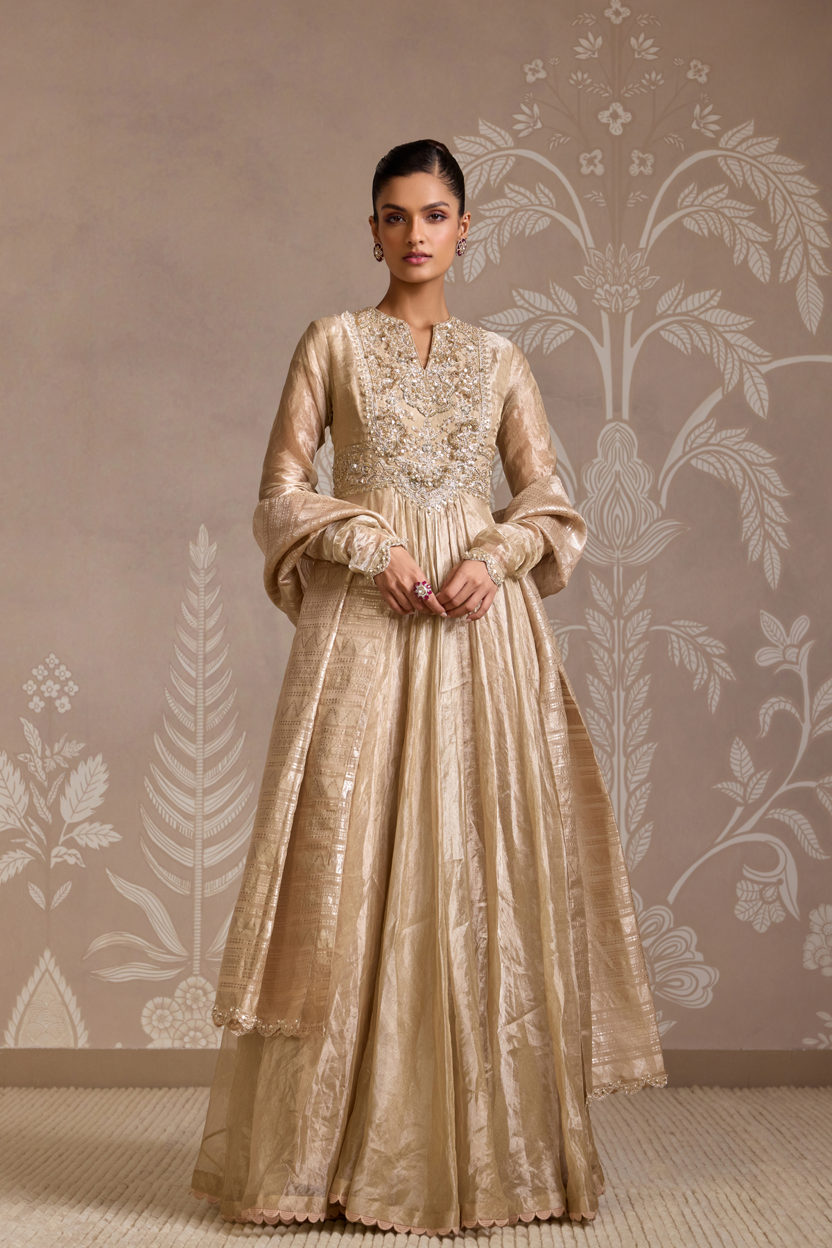 Gunmetal Gold Anarkali Set