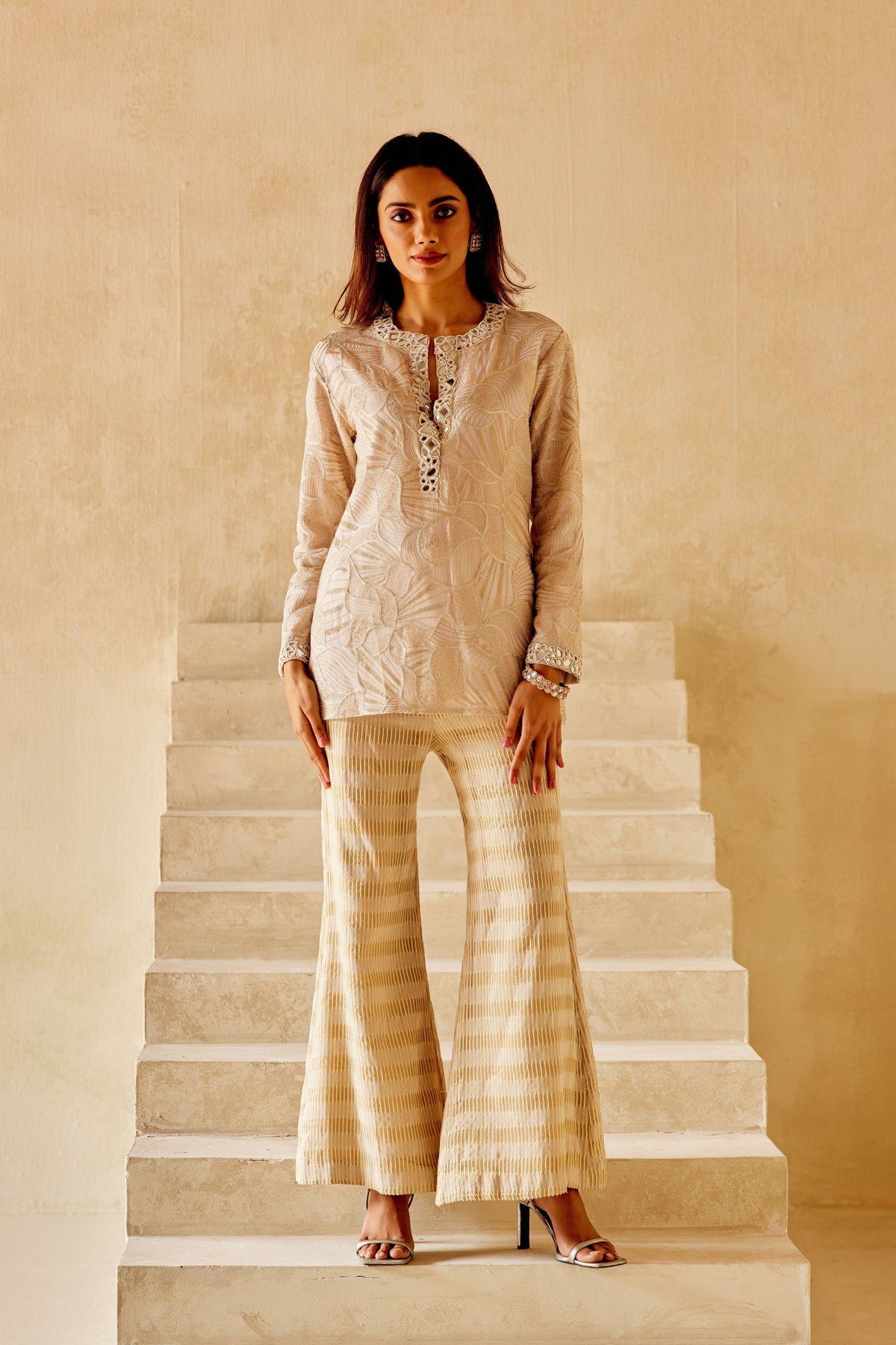 Mirrorwork Tunic in Beige