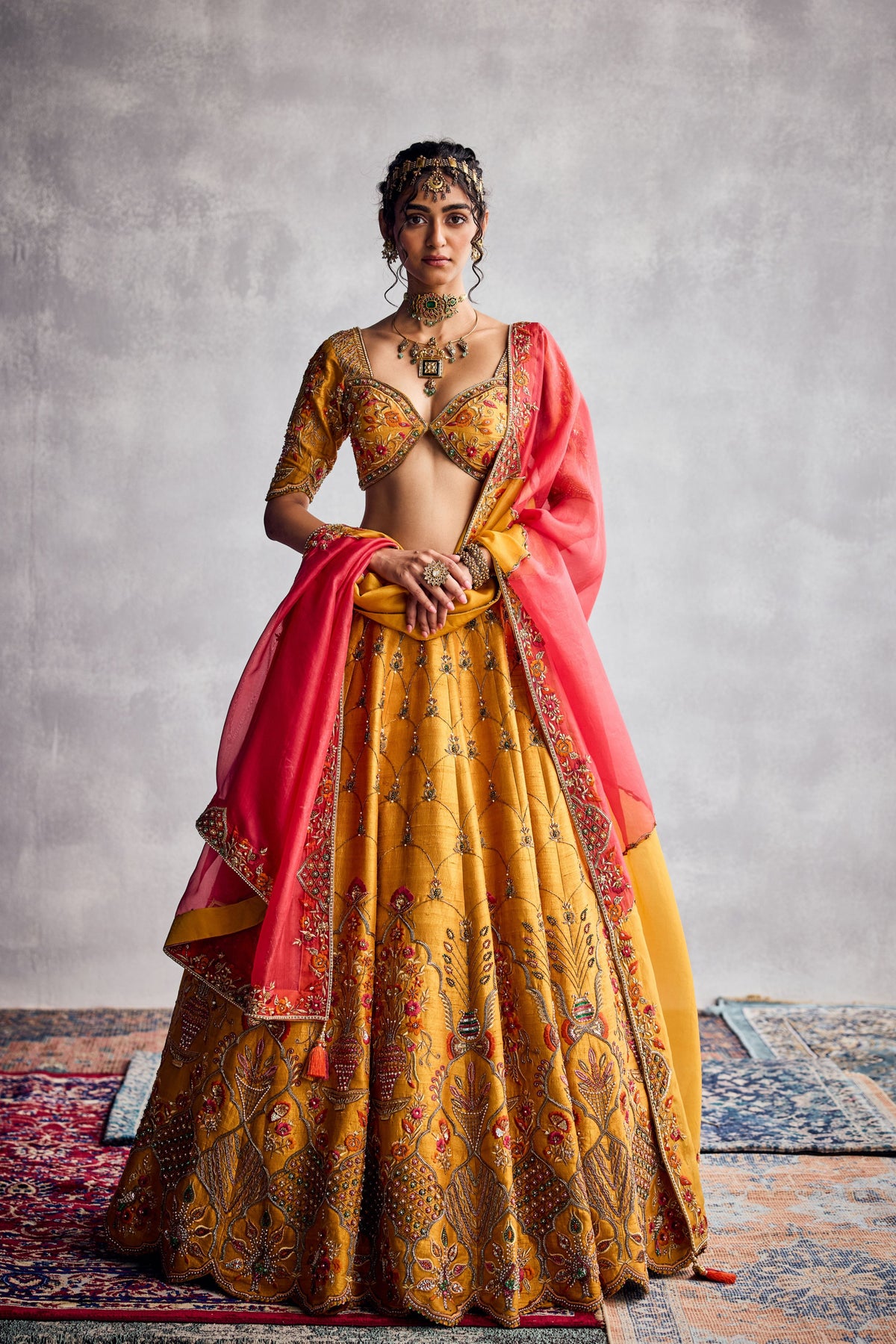 Marigold Embroidered Lehenga Set
