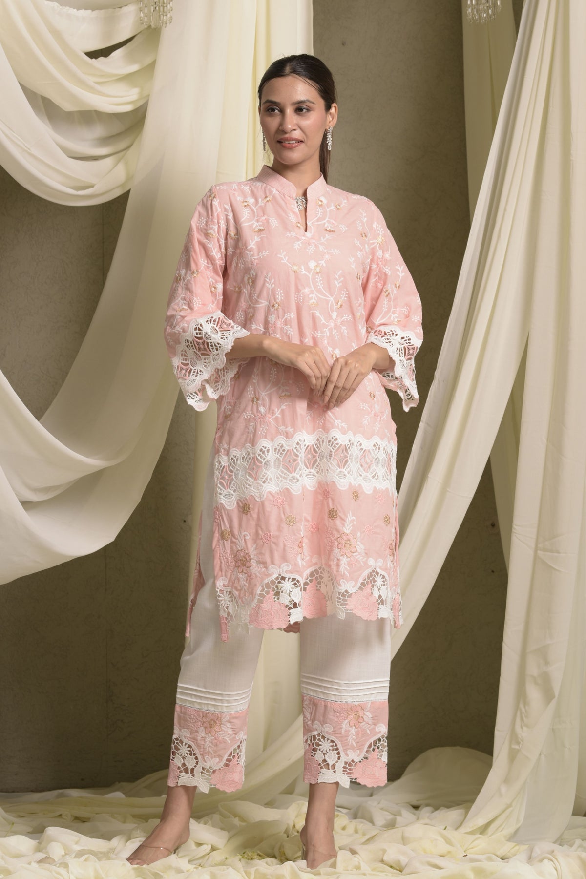 Myra Mesh Peach Kurta Set