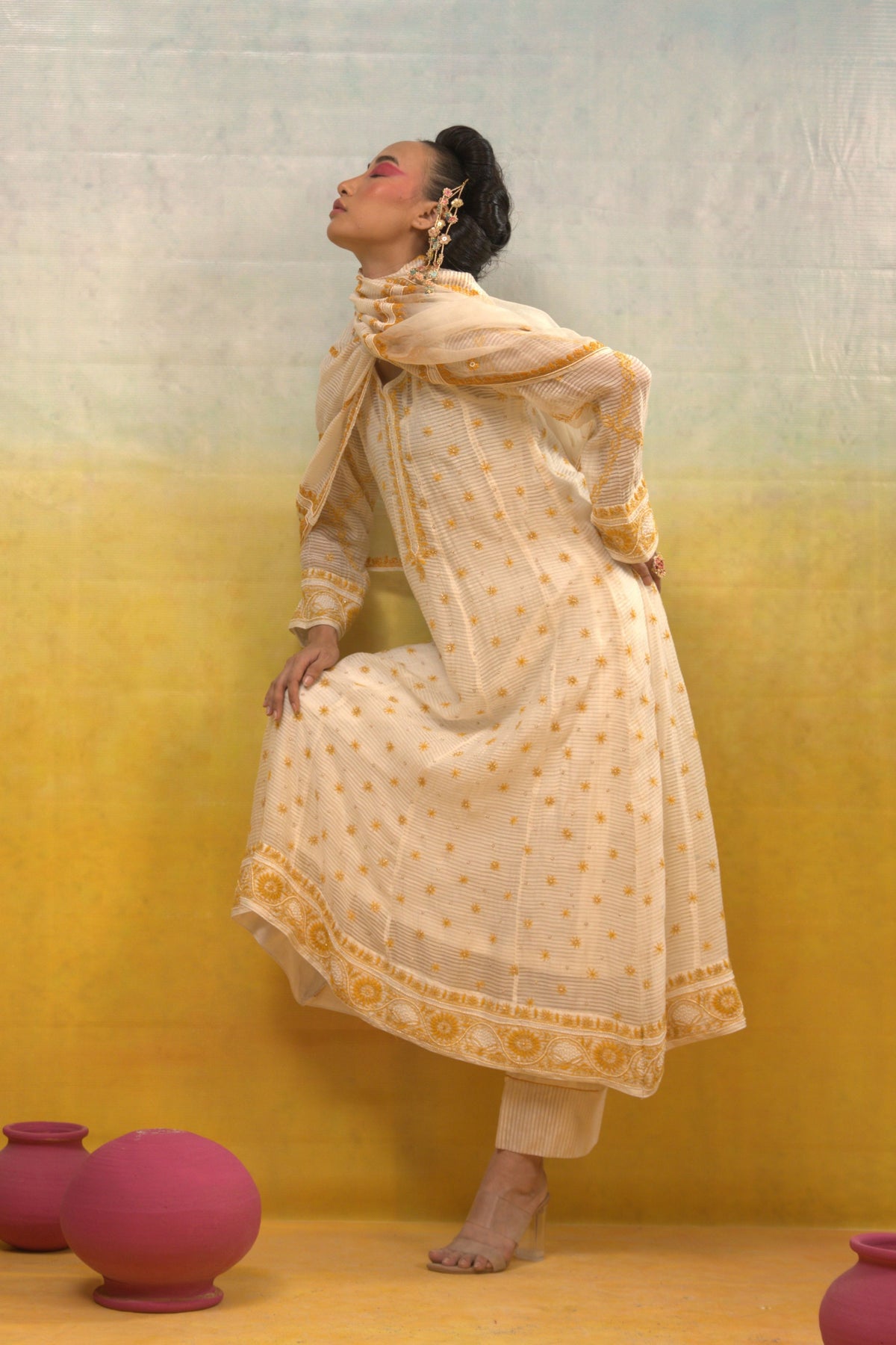 Ivory Anarkali Set