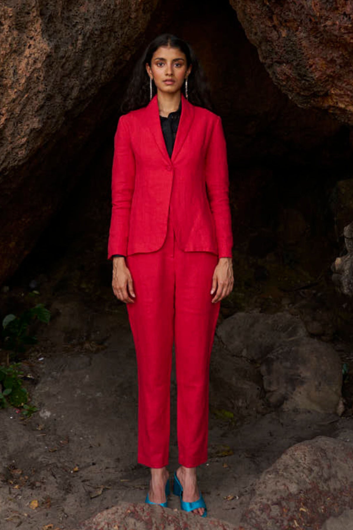 Red Linen Blazer