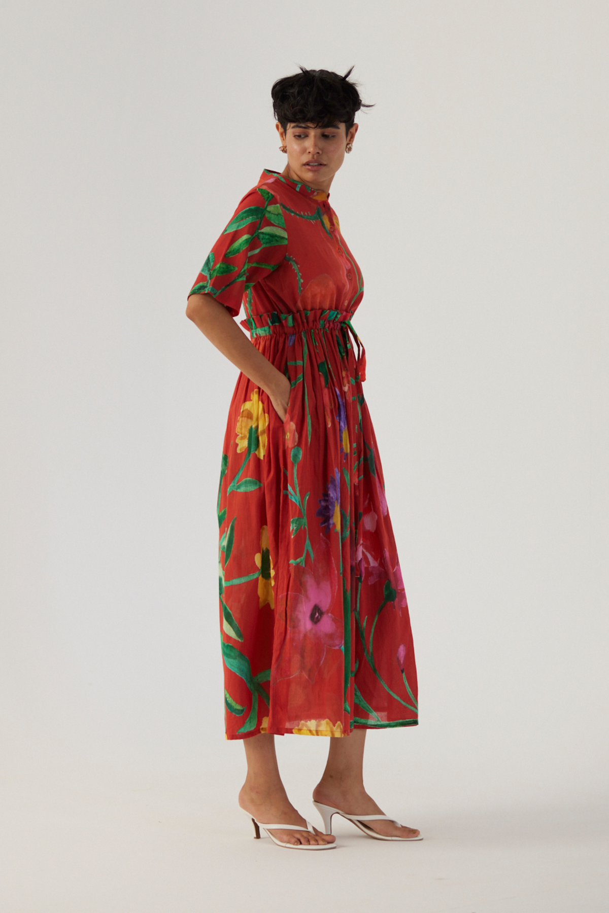 Red Gathered Dress