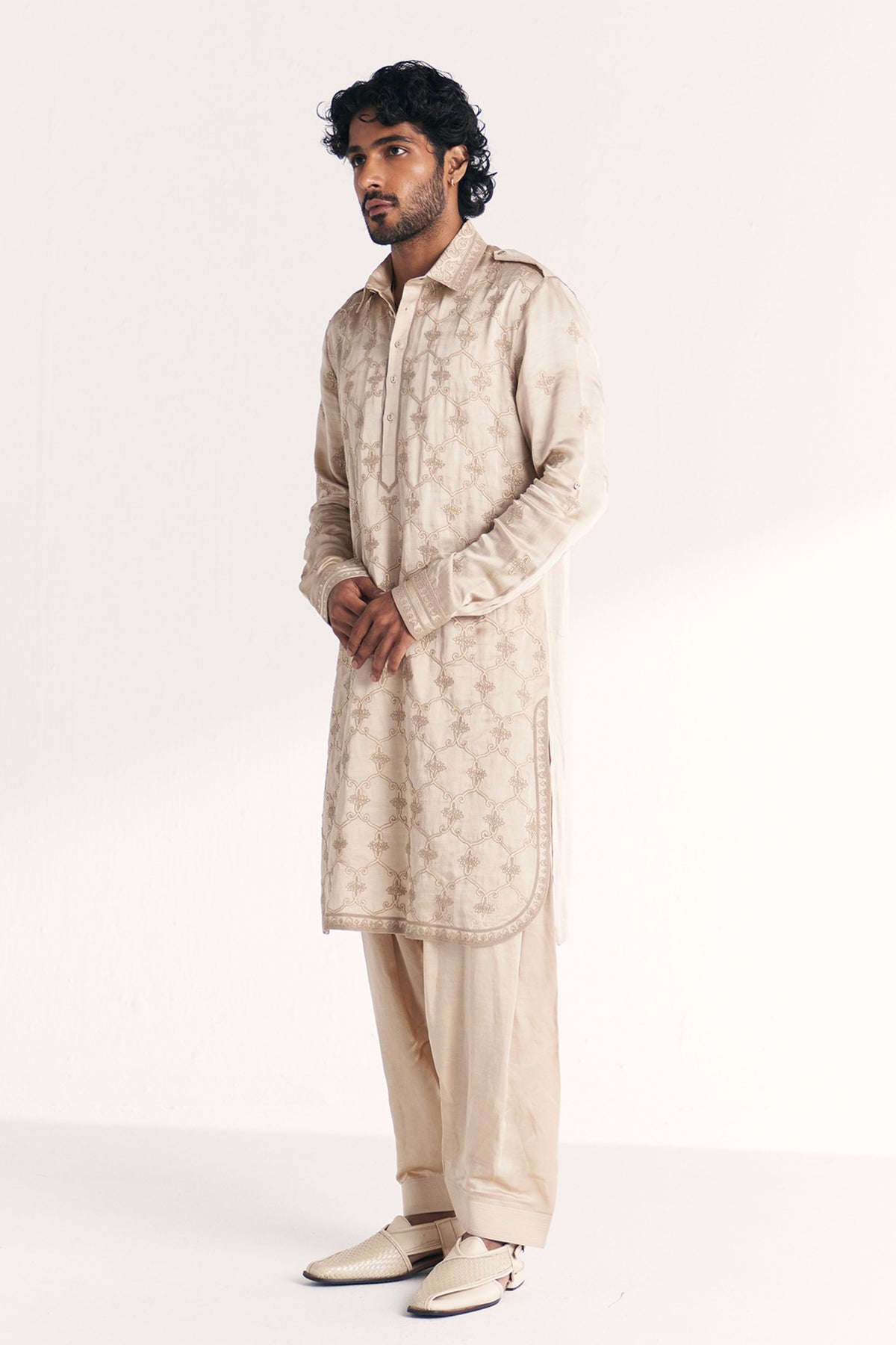 Athar Ivory Pathani Kurta Set