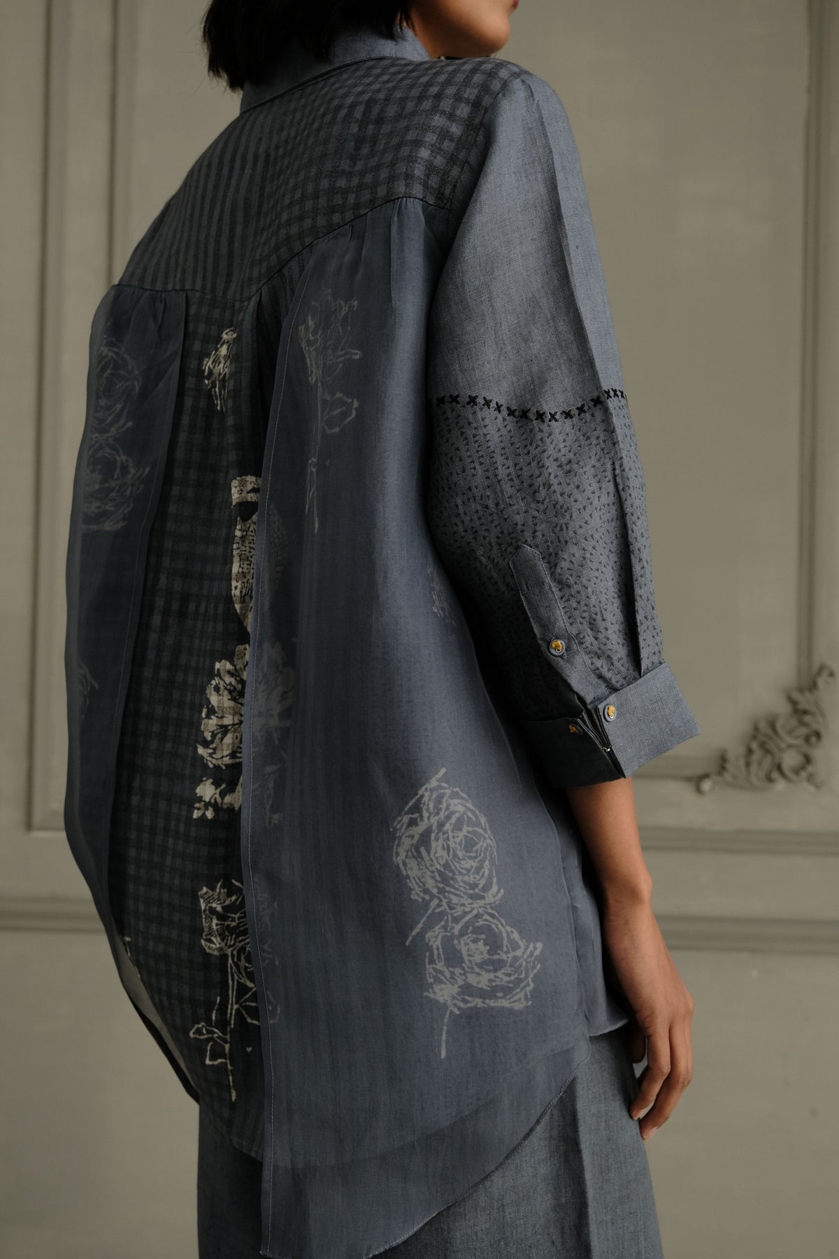 Stone Blue Embroidered Co-ord Set