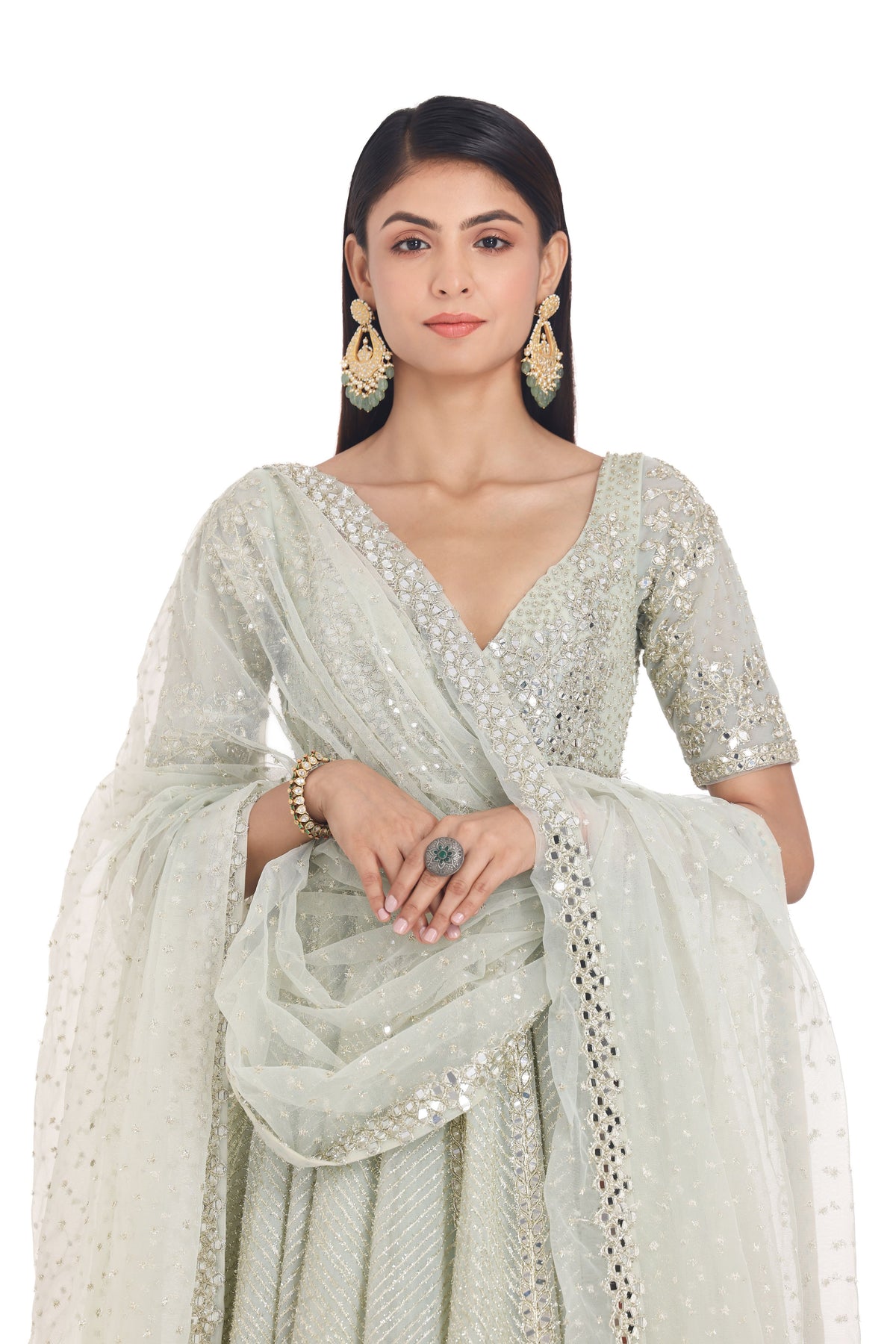Grass Green Anarkali Set