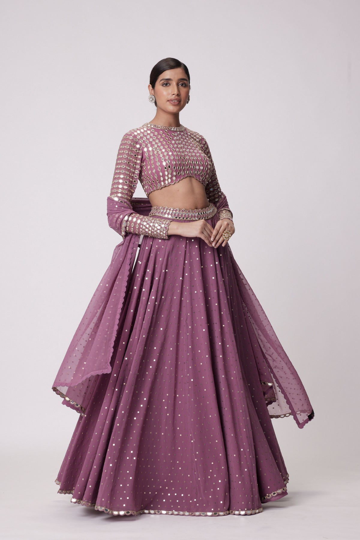 Mud Mauve Lehenga Pants Set